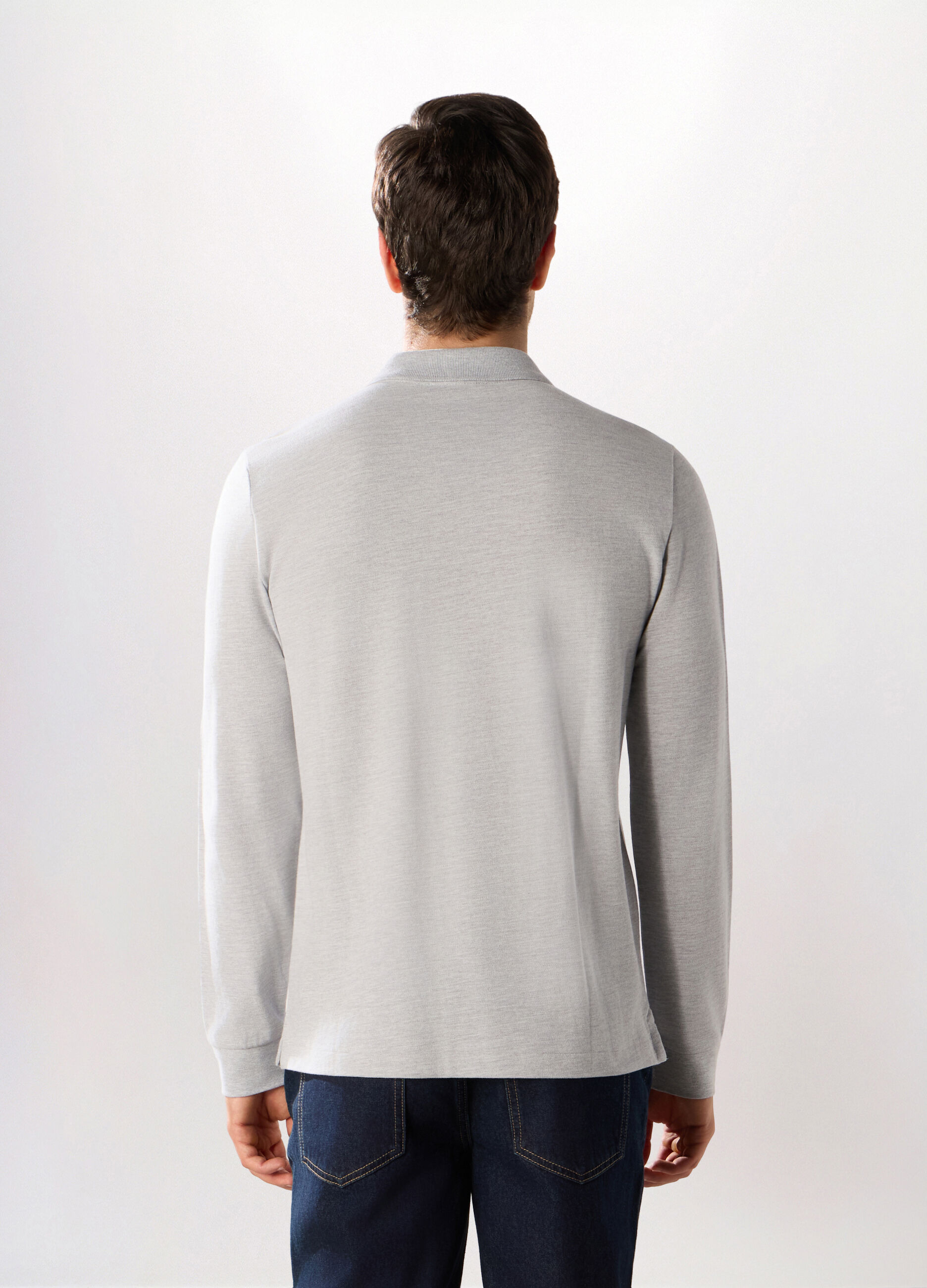 Polo a maniche lunghe in cotone piquet uomo_1