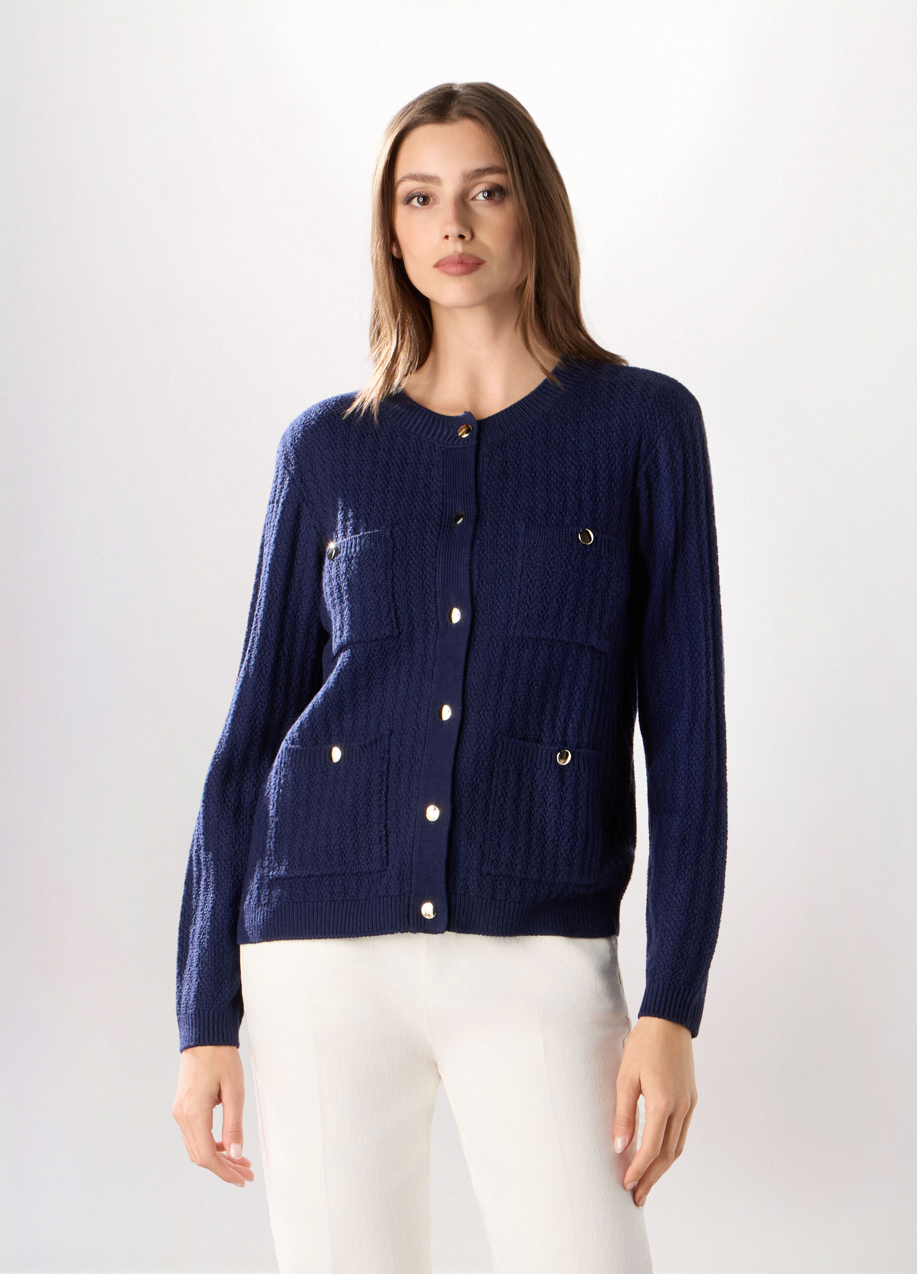 Giacca tricot con tasche donna_0