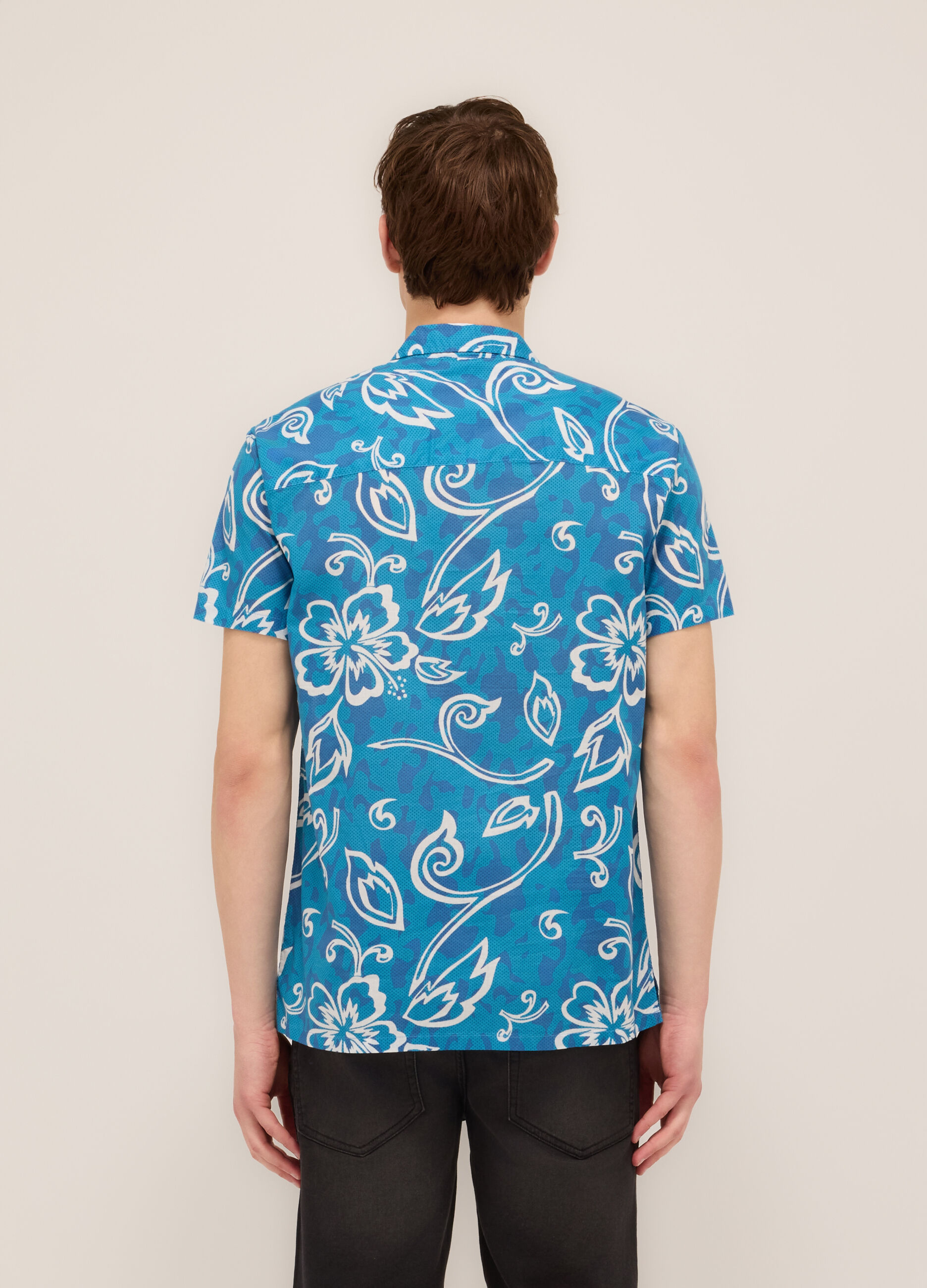 Camicia a maniche corte a fantasia uomo