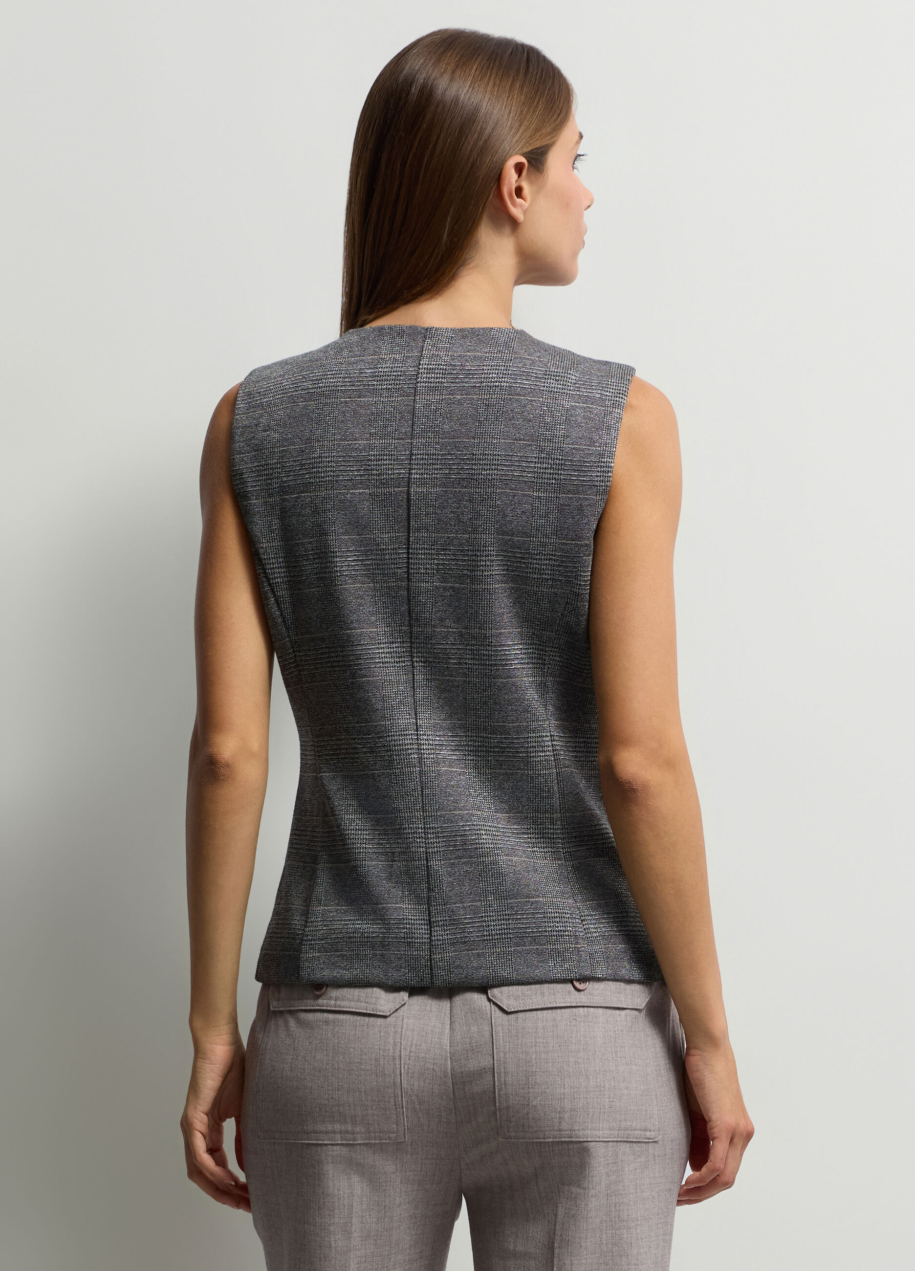 Gilet Slim Fit jacquard con scollo a V donna_1