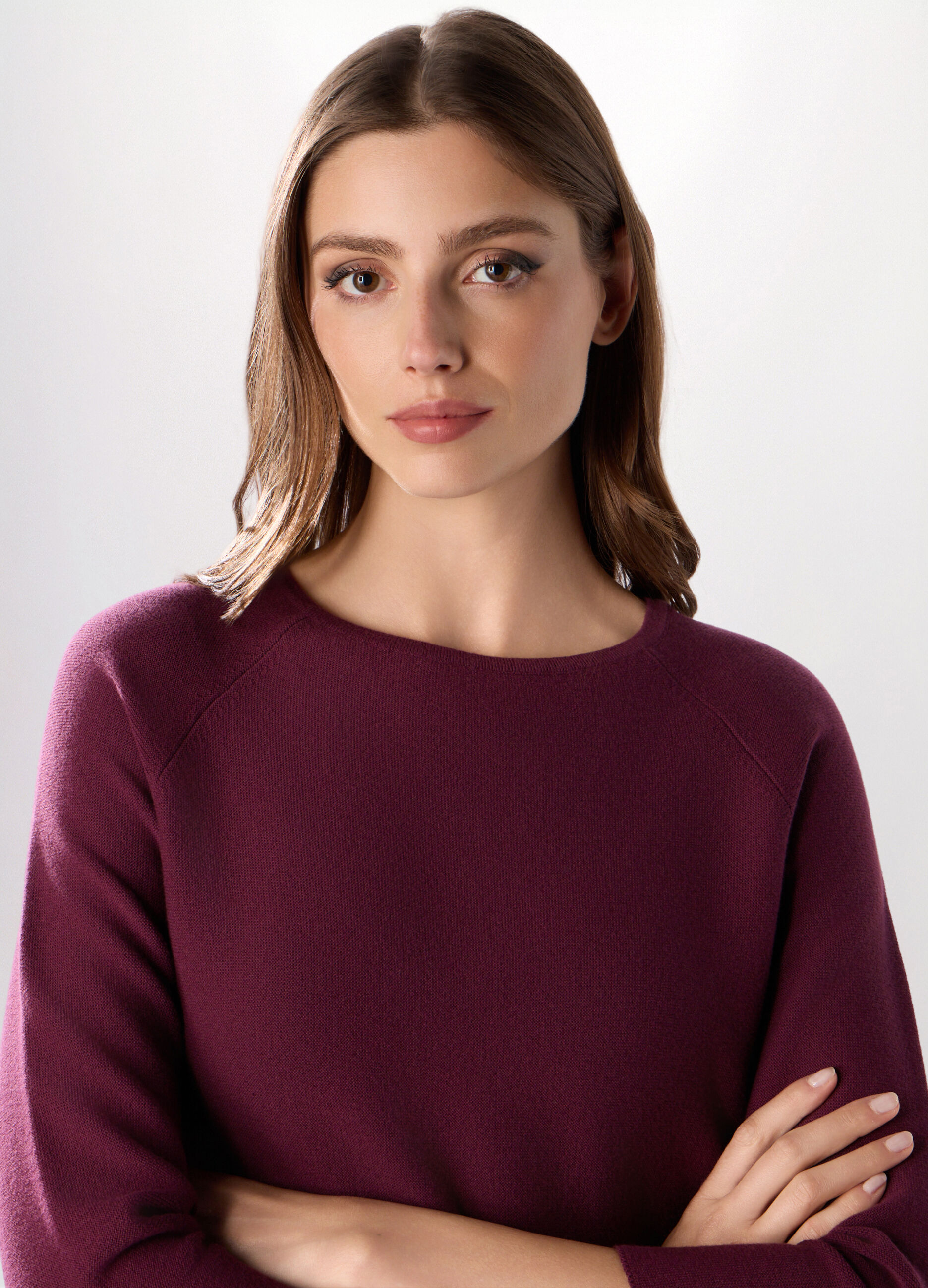 Pullover con manica a 3/4 in misto cotone donna_2