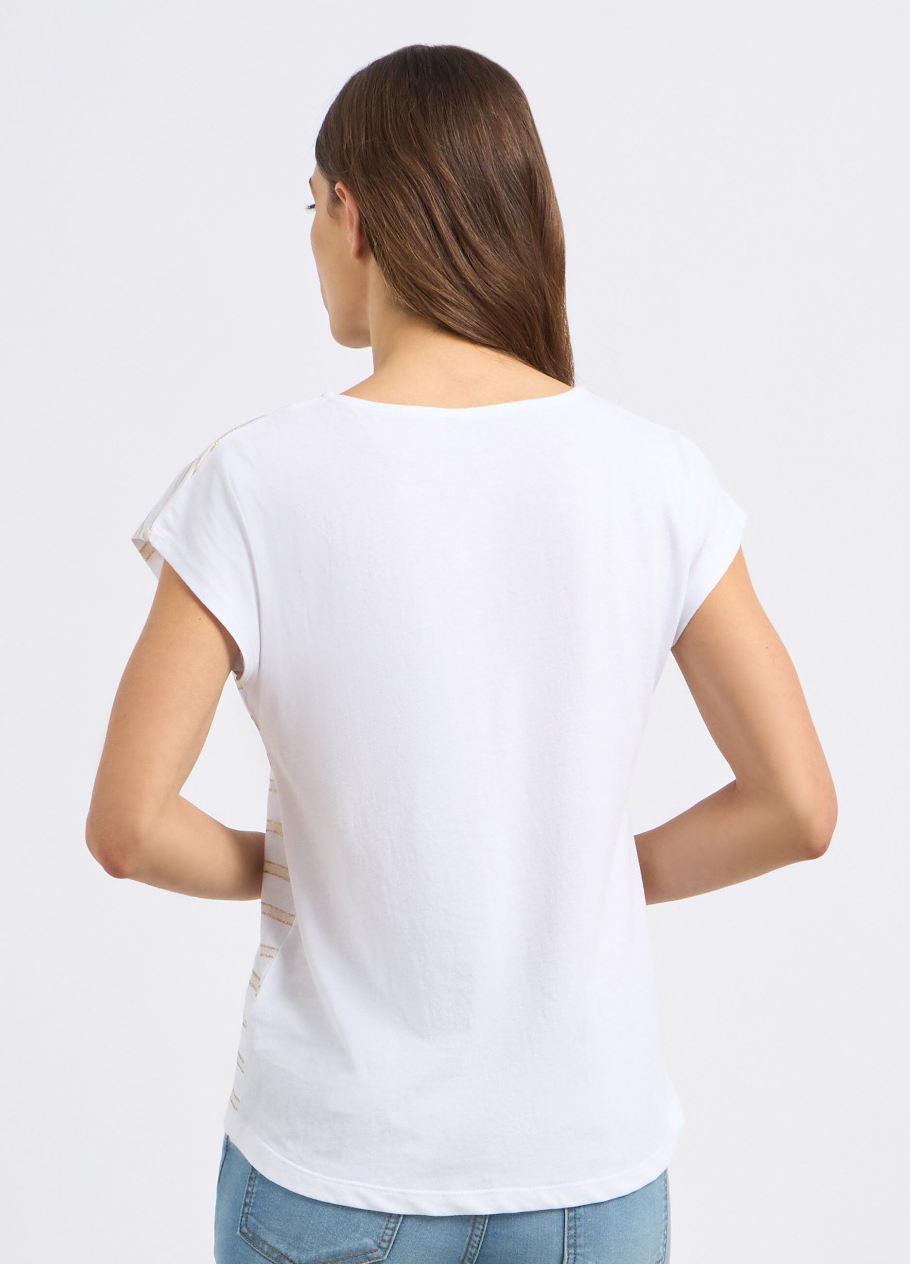 T-shirt rigata in puro cotone donna_1