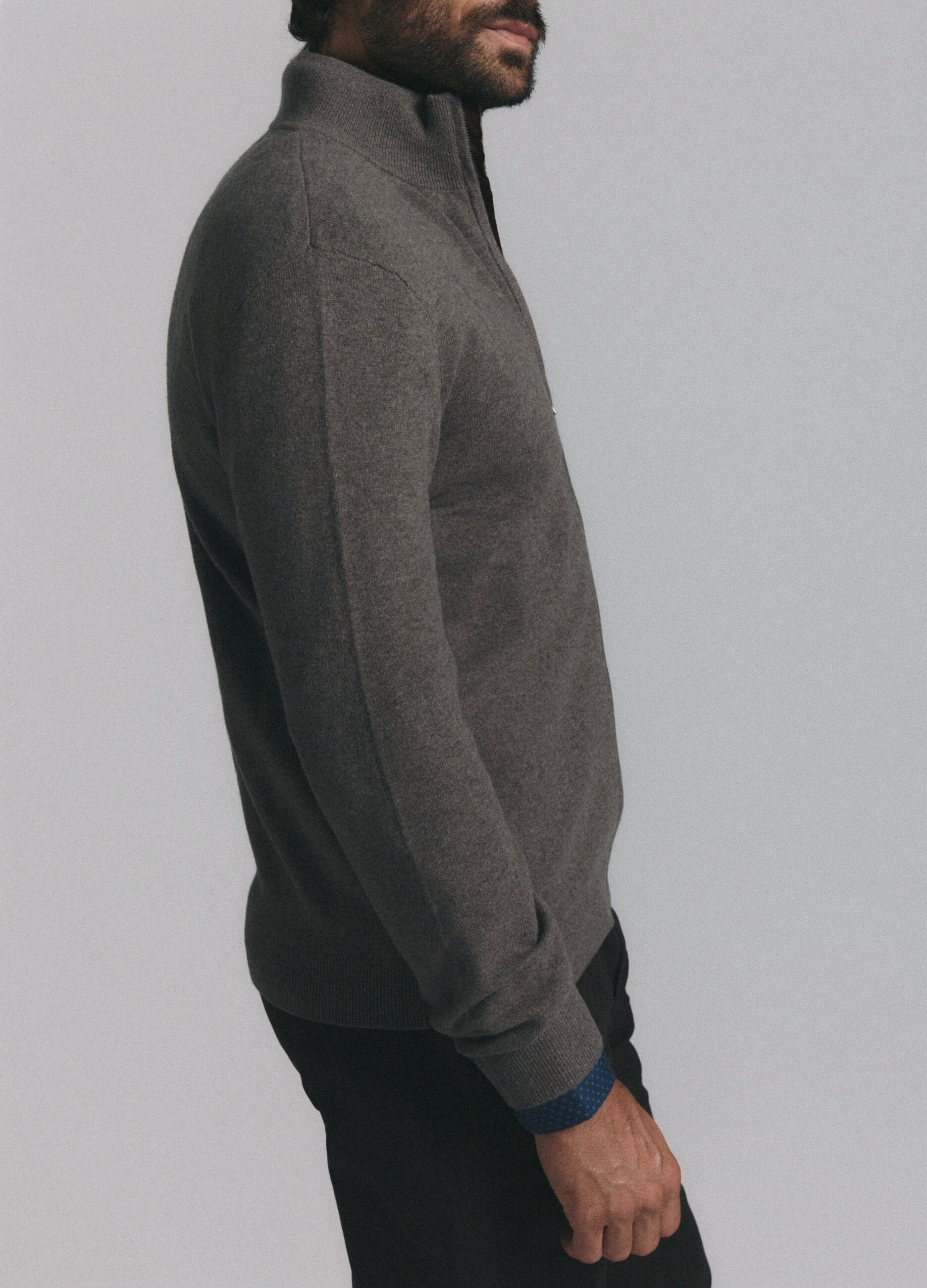 Cardigan con zip in lambswool uomo_2