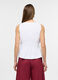 Blusa smanicata fit regular con scollo a V in misto cotone donna_1