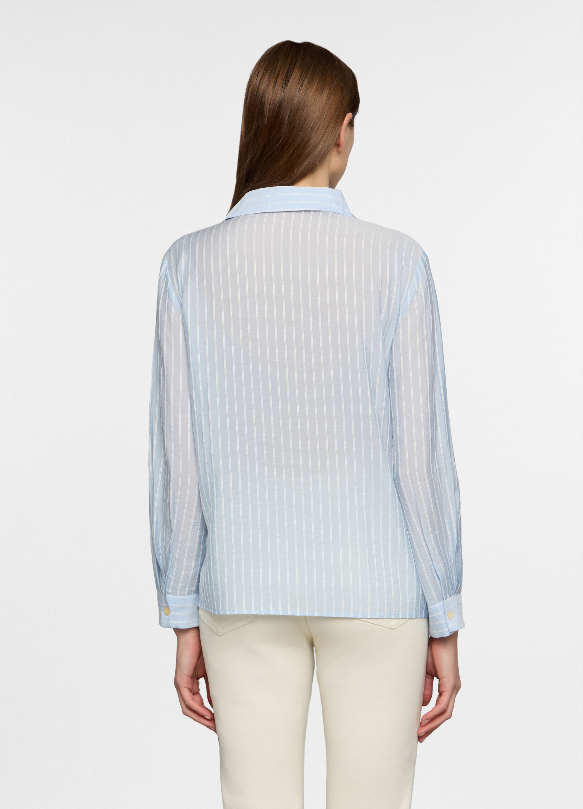 Camicia regular fit con scollo a V in mista lyocell donna_1