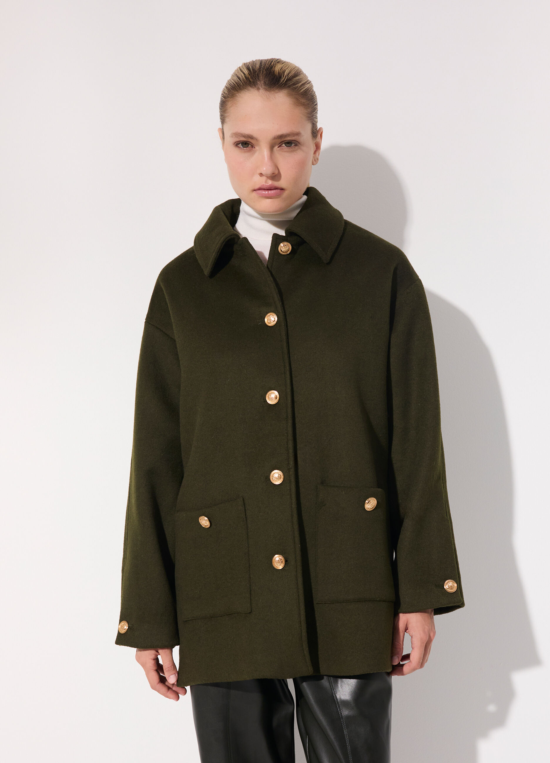 Cappotto montgomery corto in misto lana donna_1