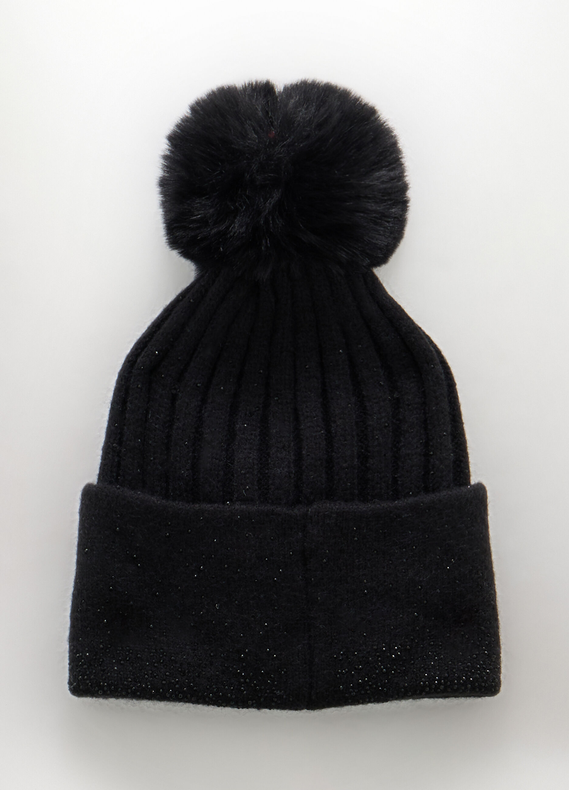 Berretto tricot con pon pom donna_1