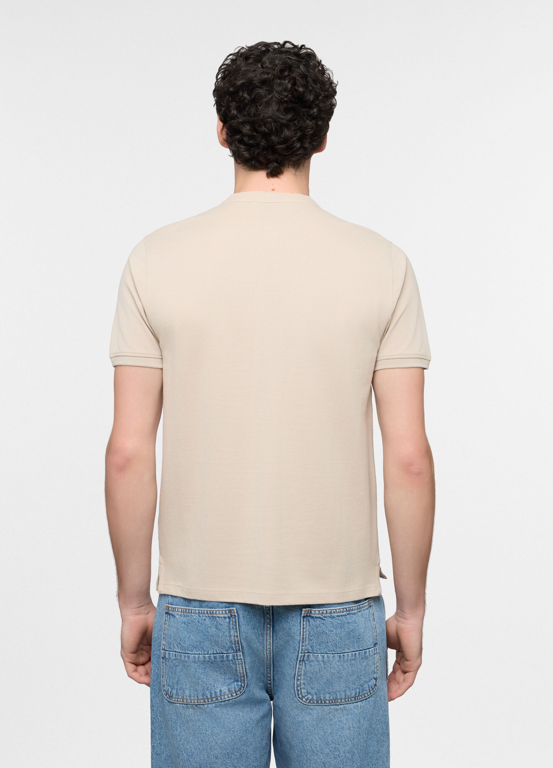 Polo a maniche corte con collo coreano uomo_1