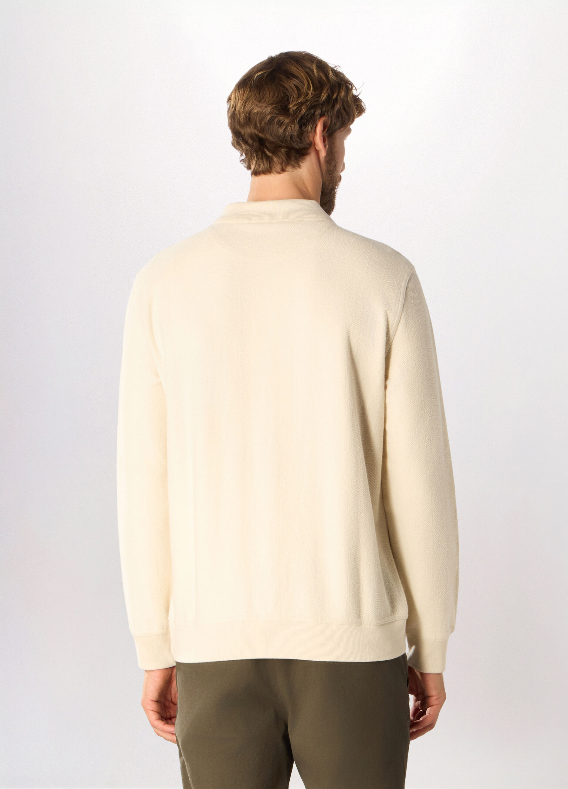 Polo a maniche lunghe in cotone chevron uomo_1