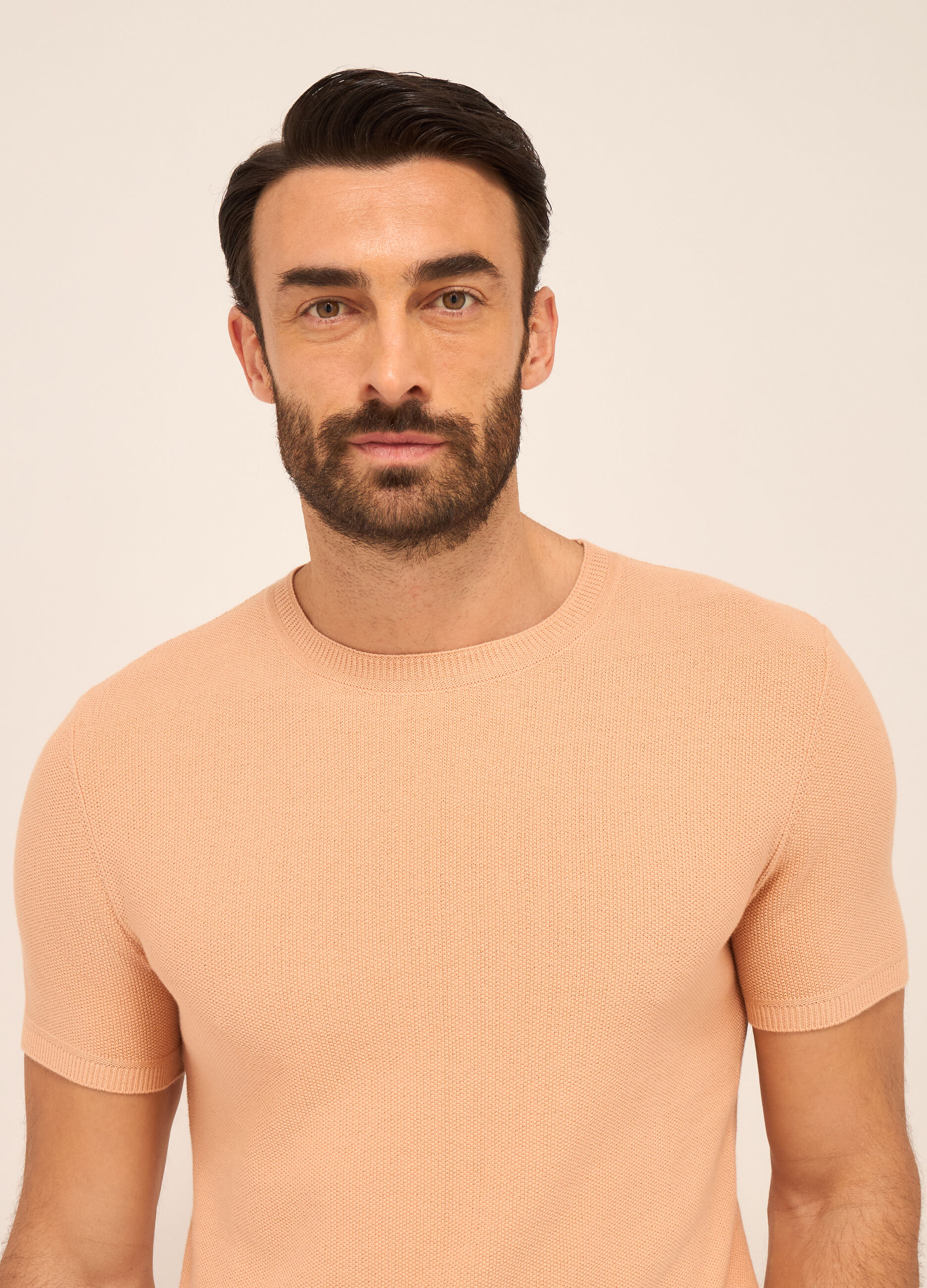 T-shirt a maglia piquet in puro cotone uomo_2