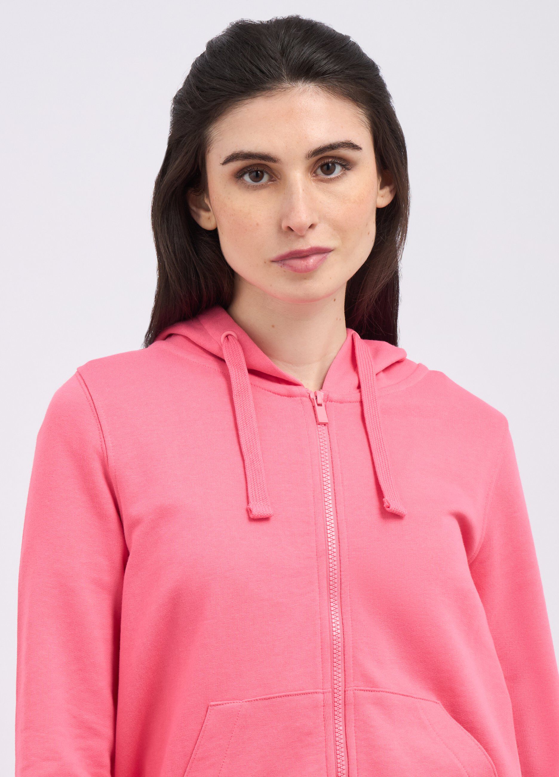 Felpa full zip in misto cotone donna_2