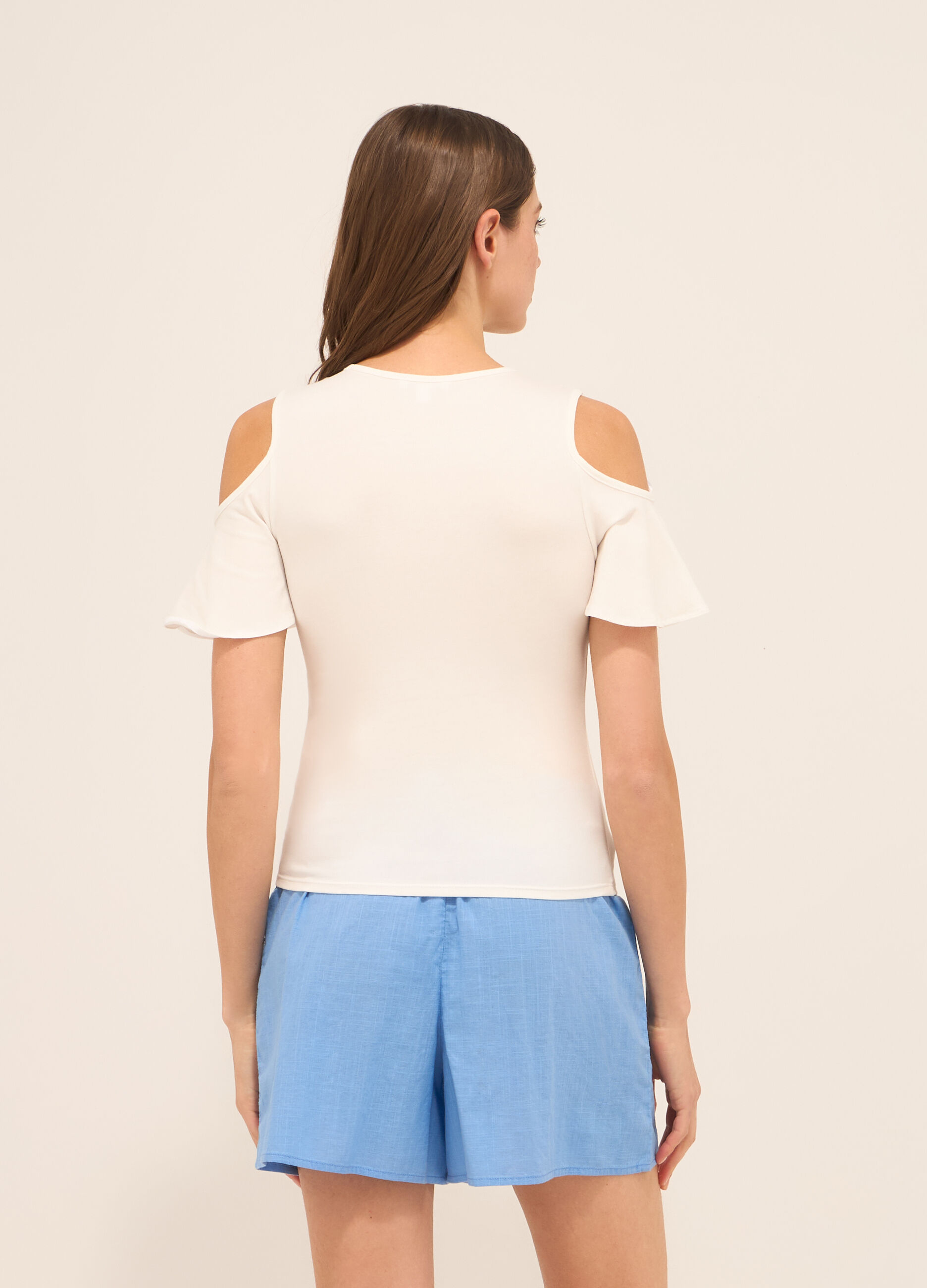 T-shirt in jersey di cotone stretch donna_1
