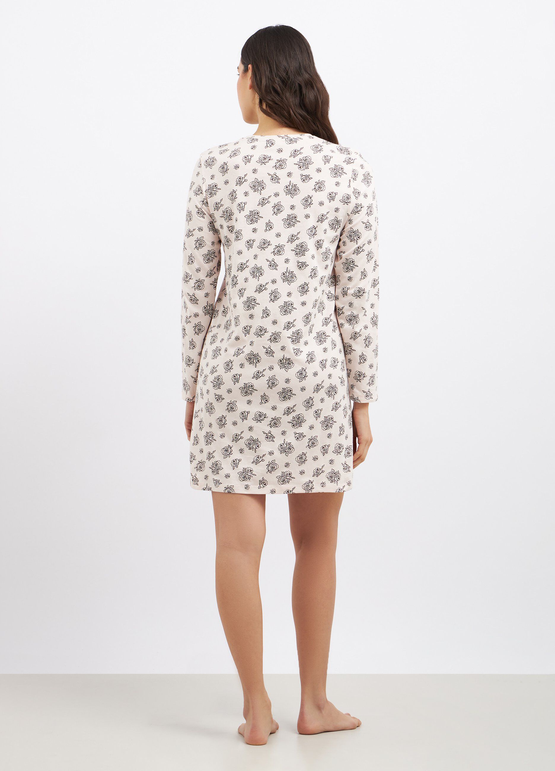 Camicia da notte in puro cotone a maniche lunghe donna_1