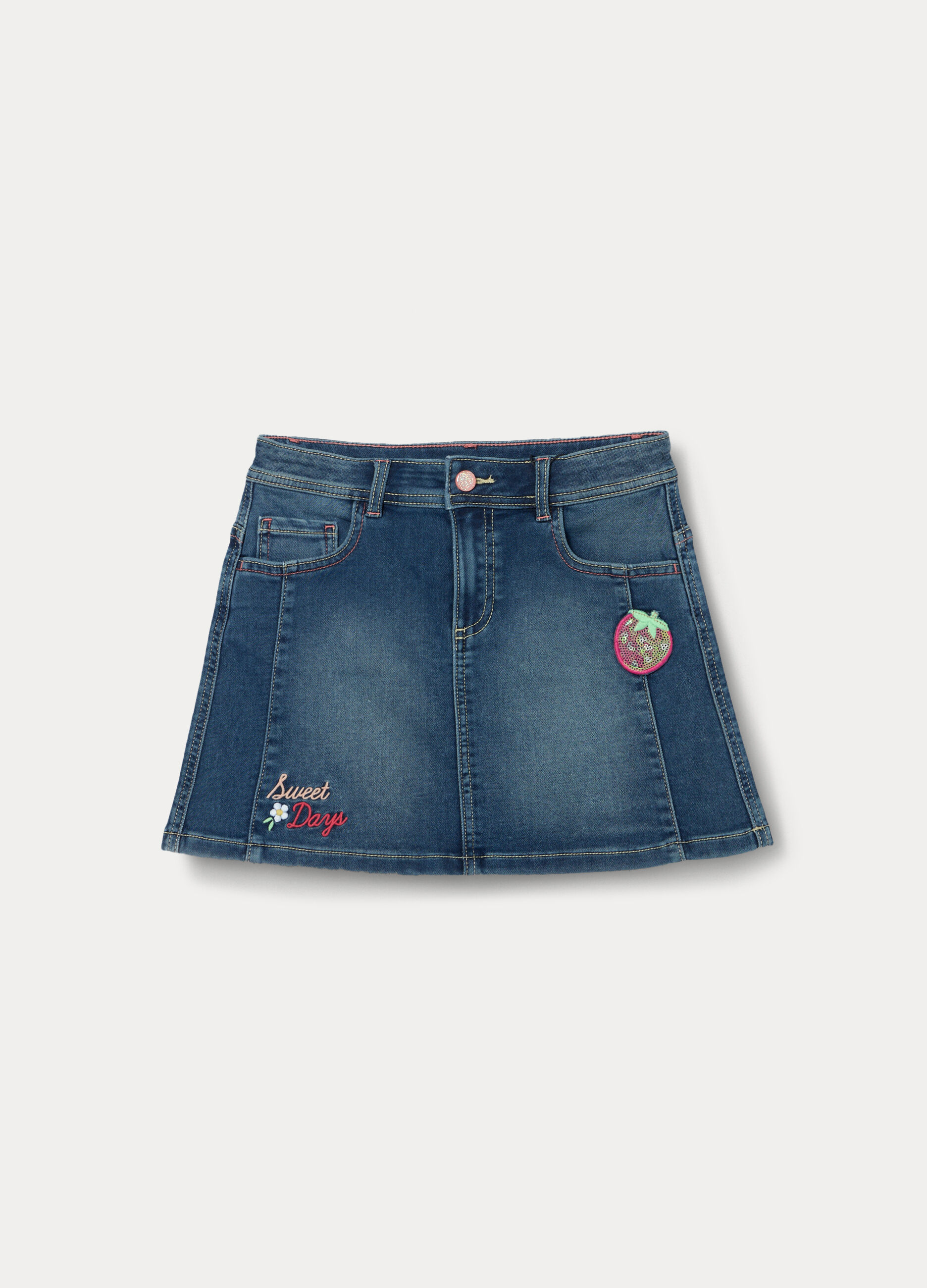 Gonna corta in denim misto cotone bambina_0