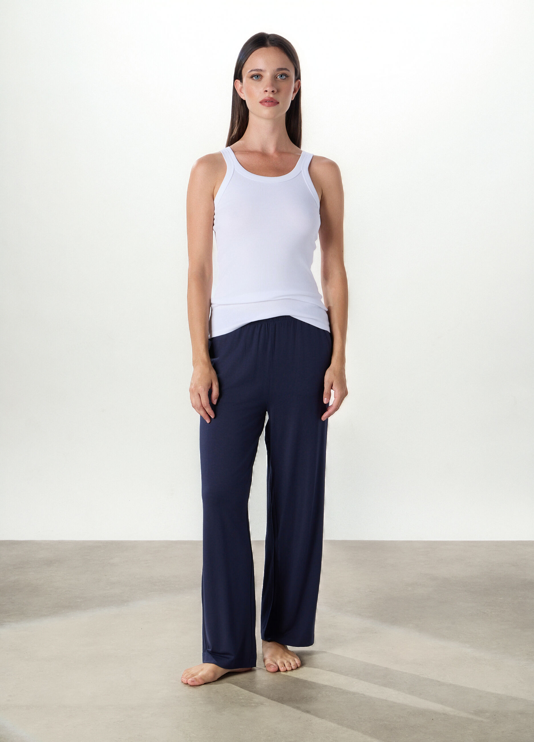 Pantalone lungo pigiama in modal stretch donna_0