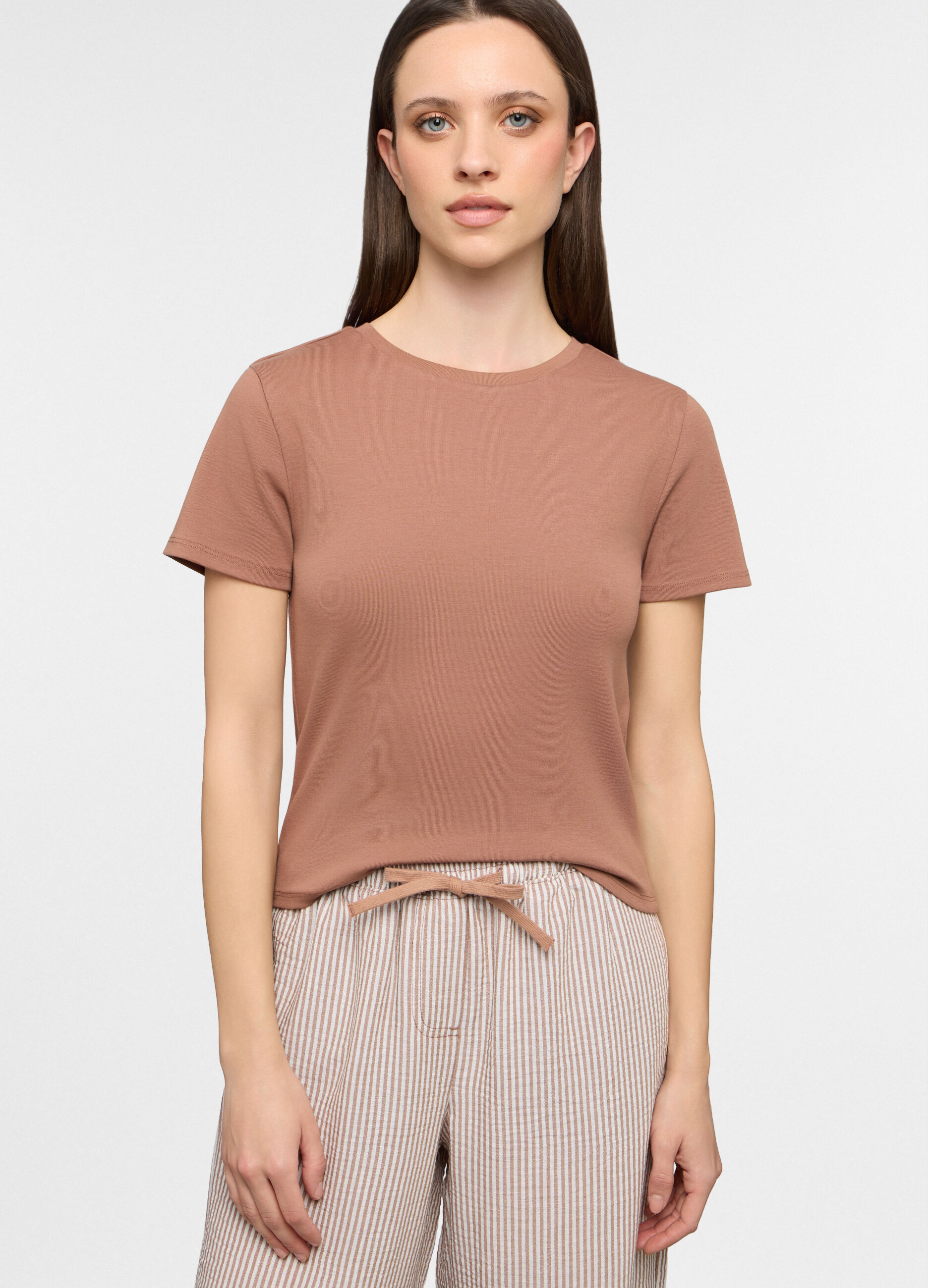 T-shirt girocollo stretch donna_0