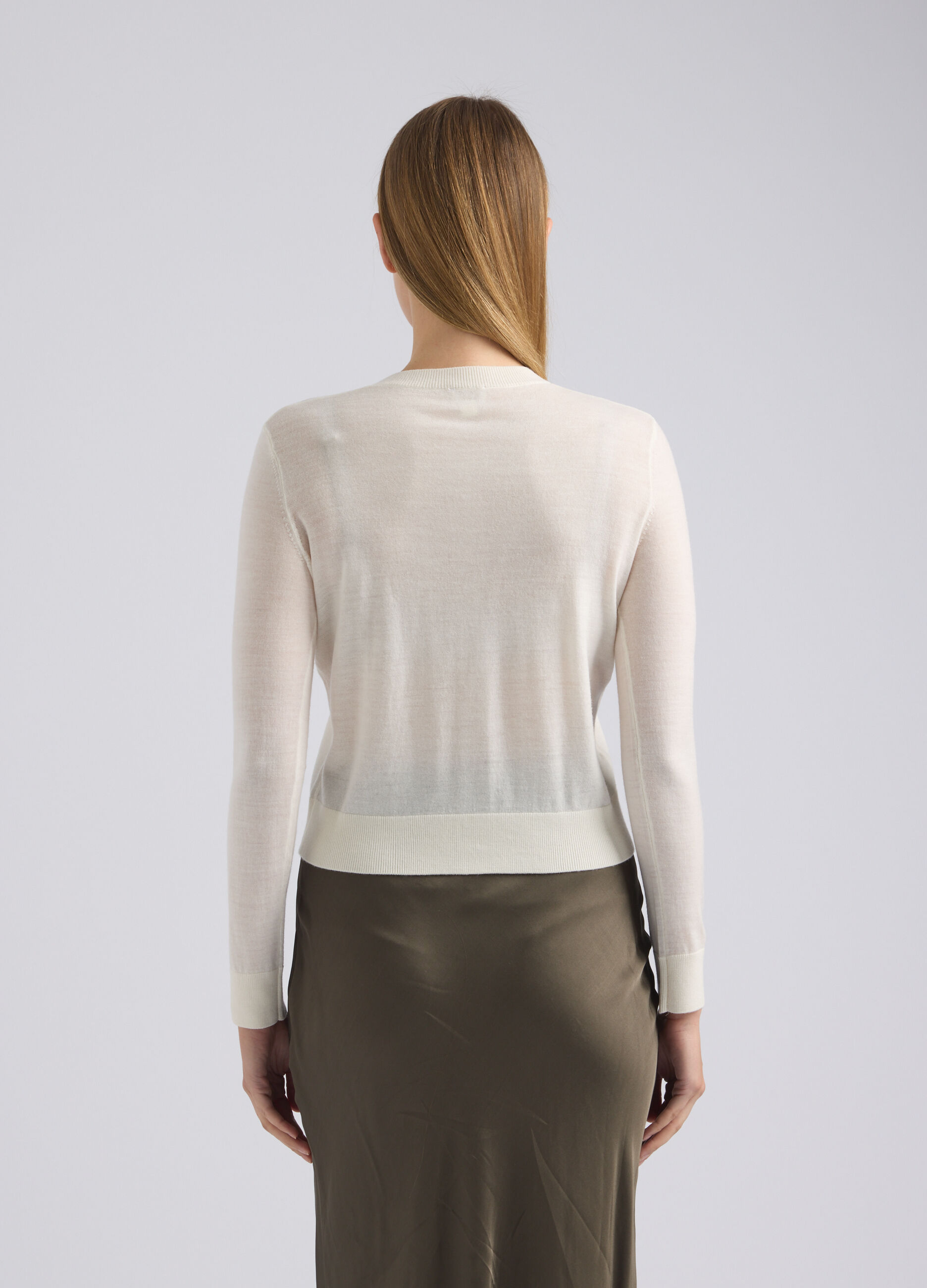 Cardigan girocollo rasato donna_2