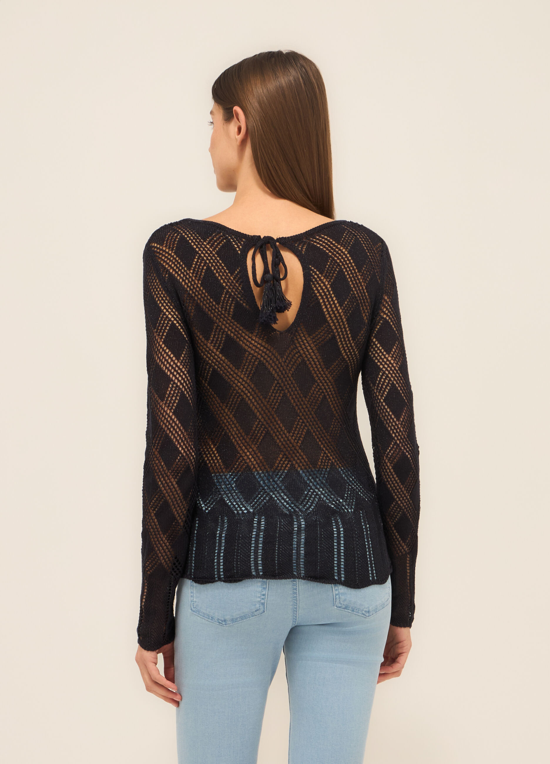 Tricot traforato in misto cotone donna_1