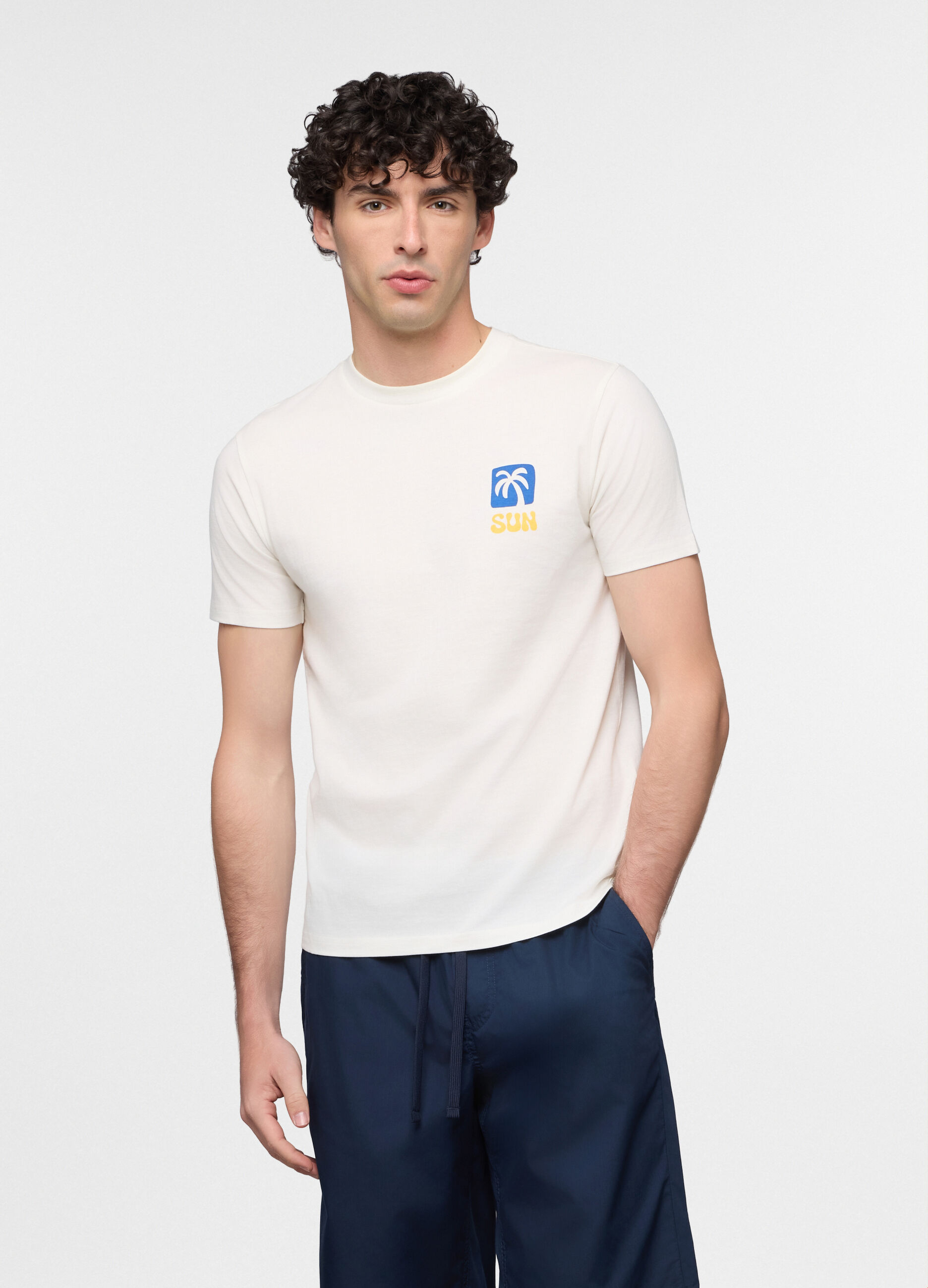 T-shirt in jersey di cotone con stampa uomo_0