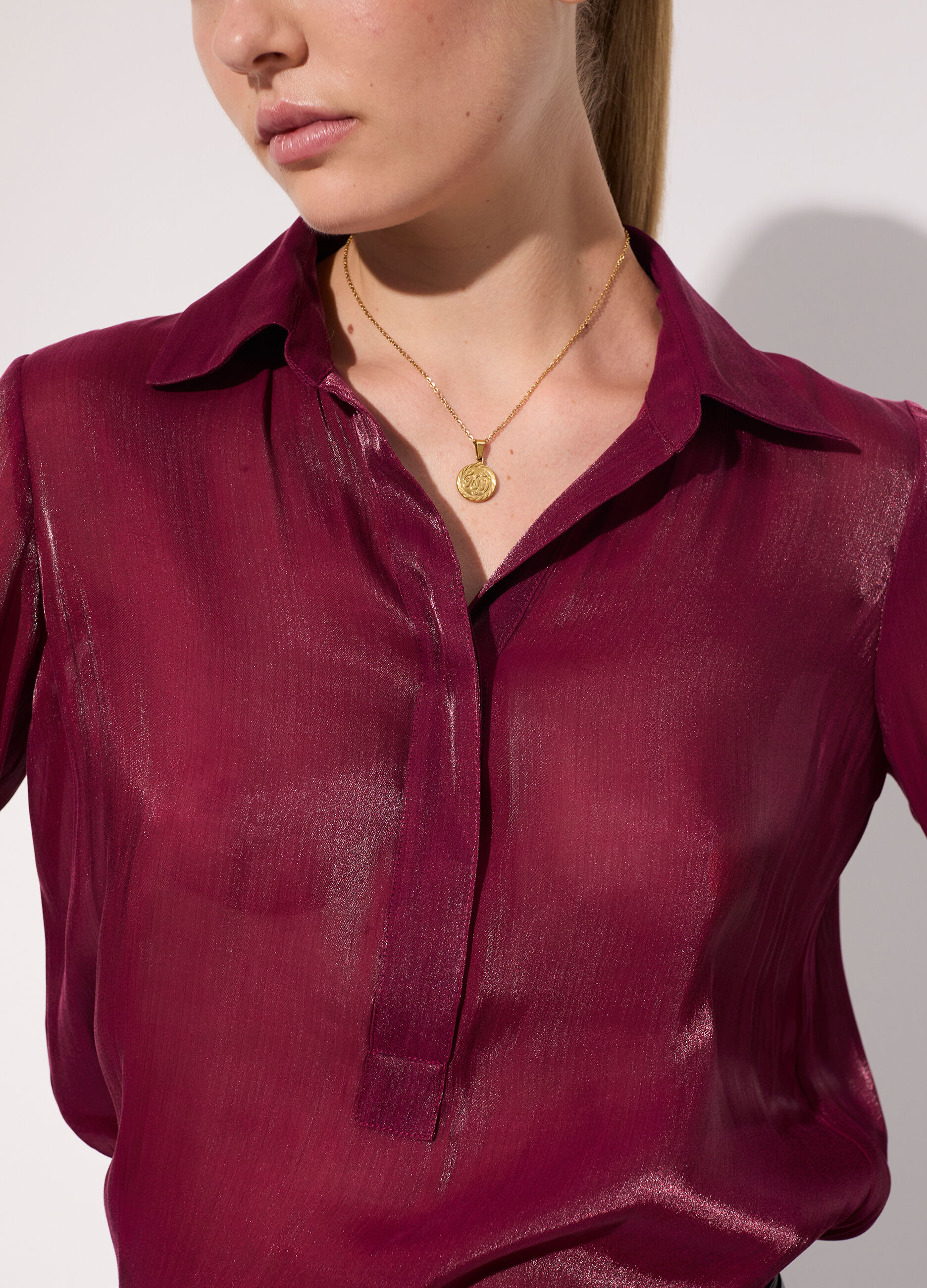 Camicia crinkle a mezzo bottone donna_3