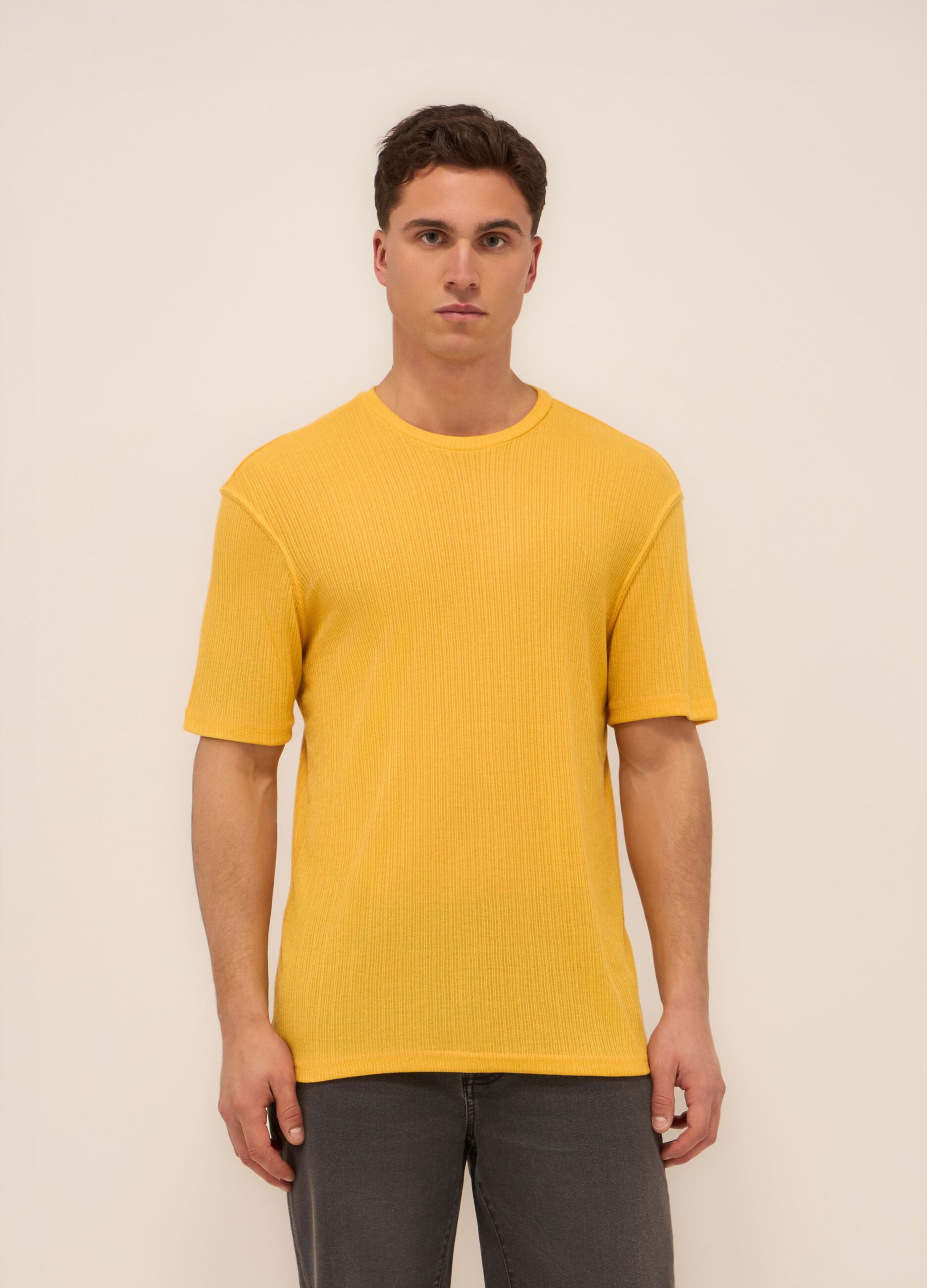 T-shirt girocollo a costine uomo_0