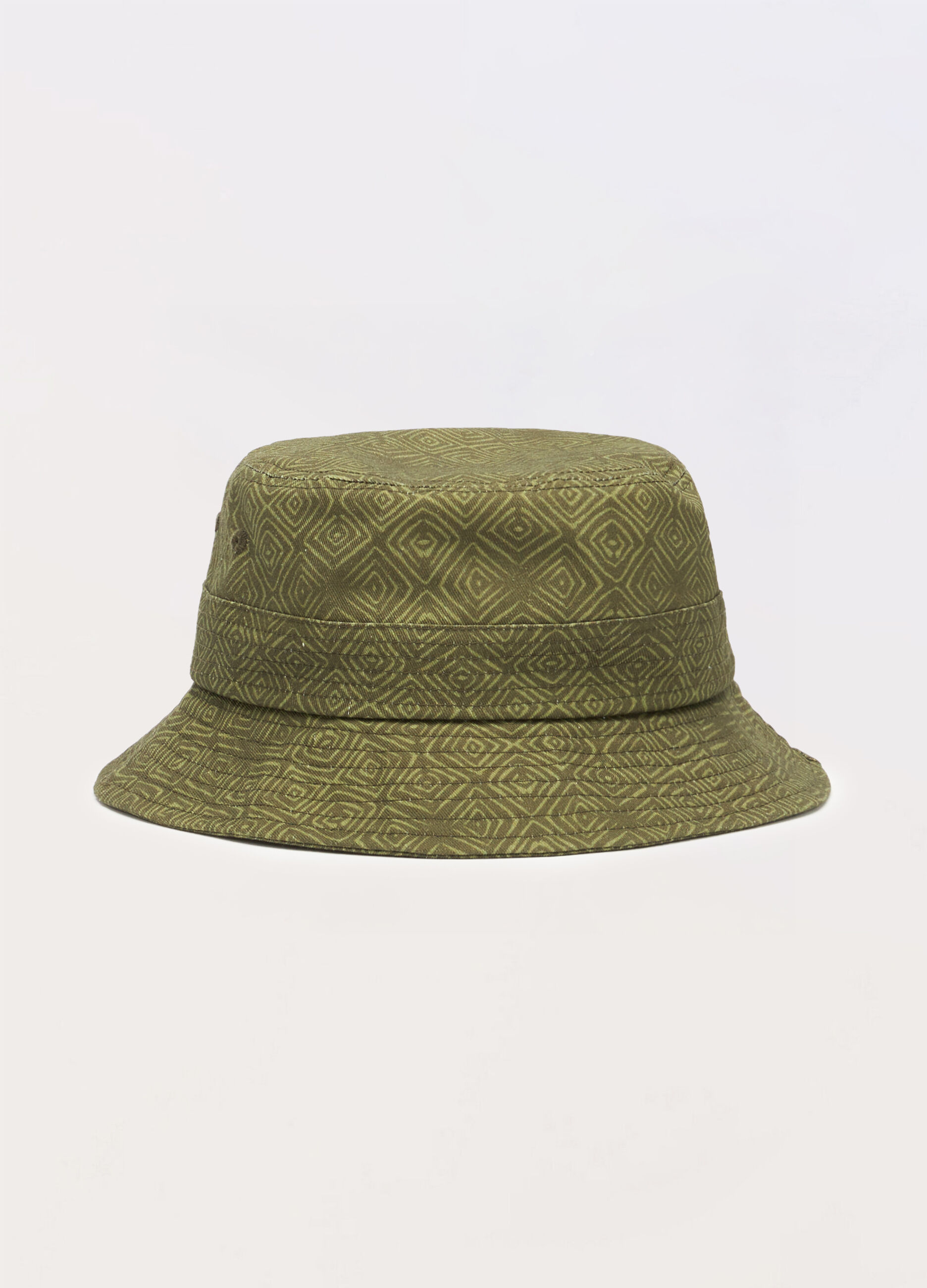 Bucket hat in tela di cotone con motivo a contrasto_1
