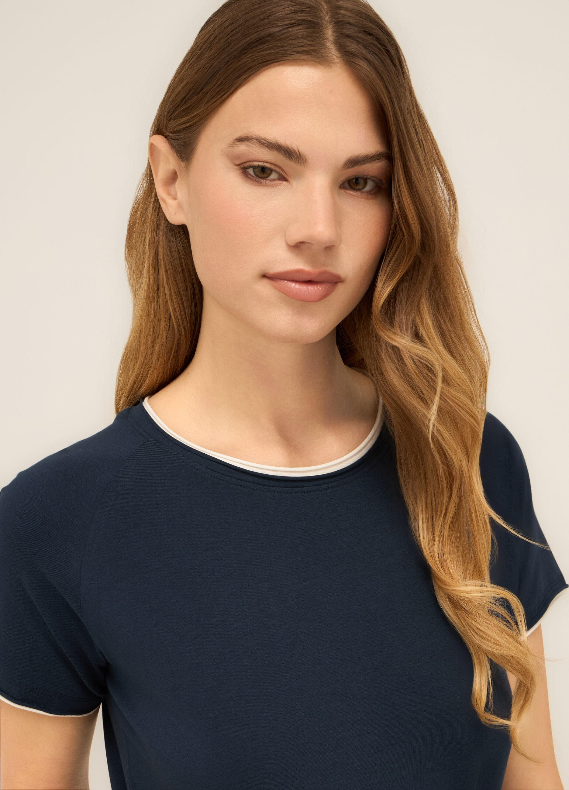 T-shirt in jersey di cotone stretch donna_2