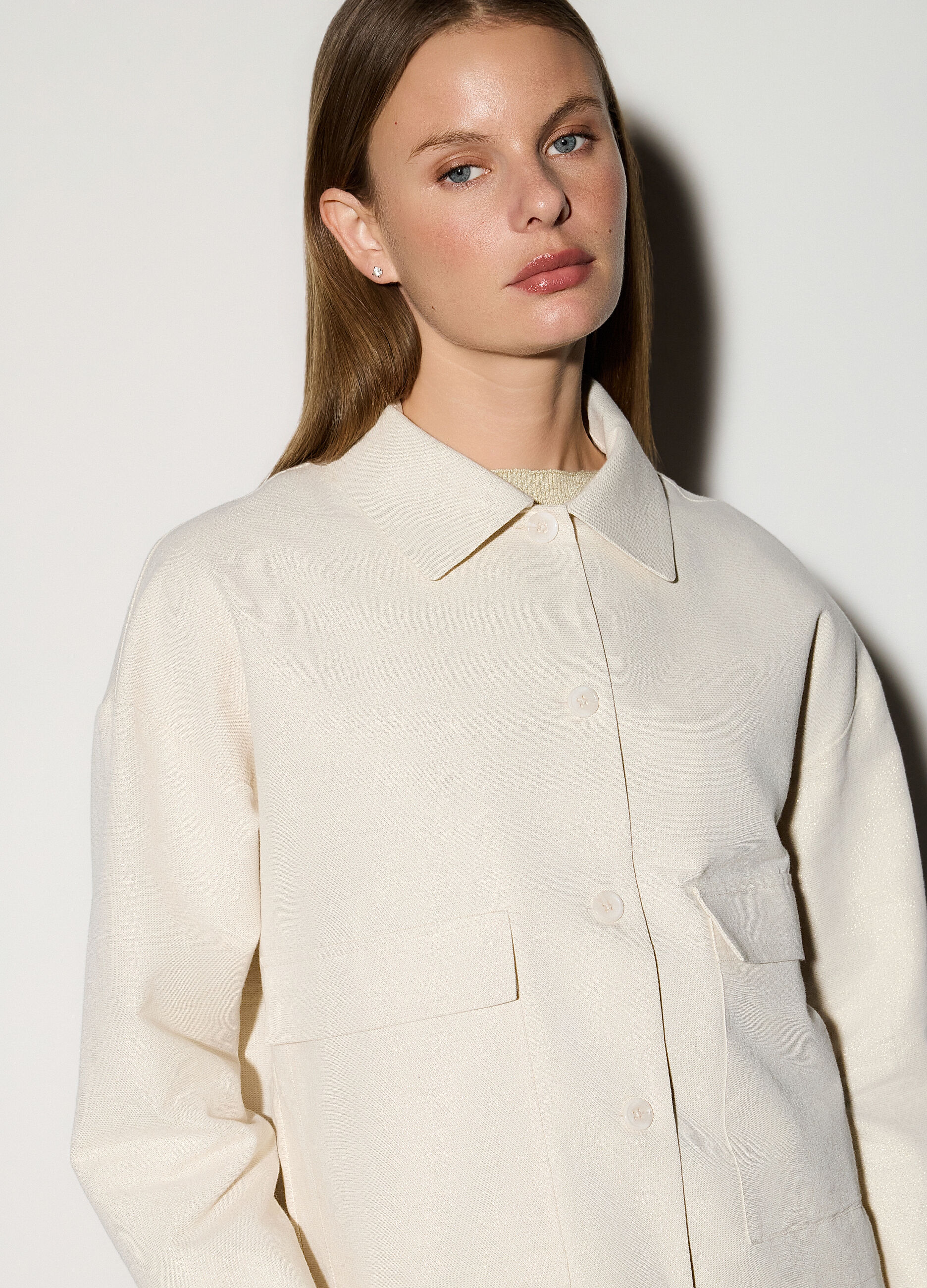 Giacchina misto lino con colletto alla francese donna_3