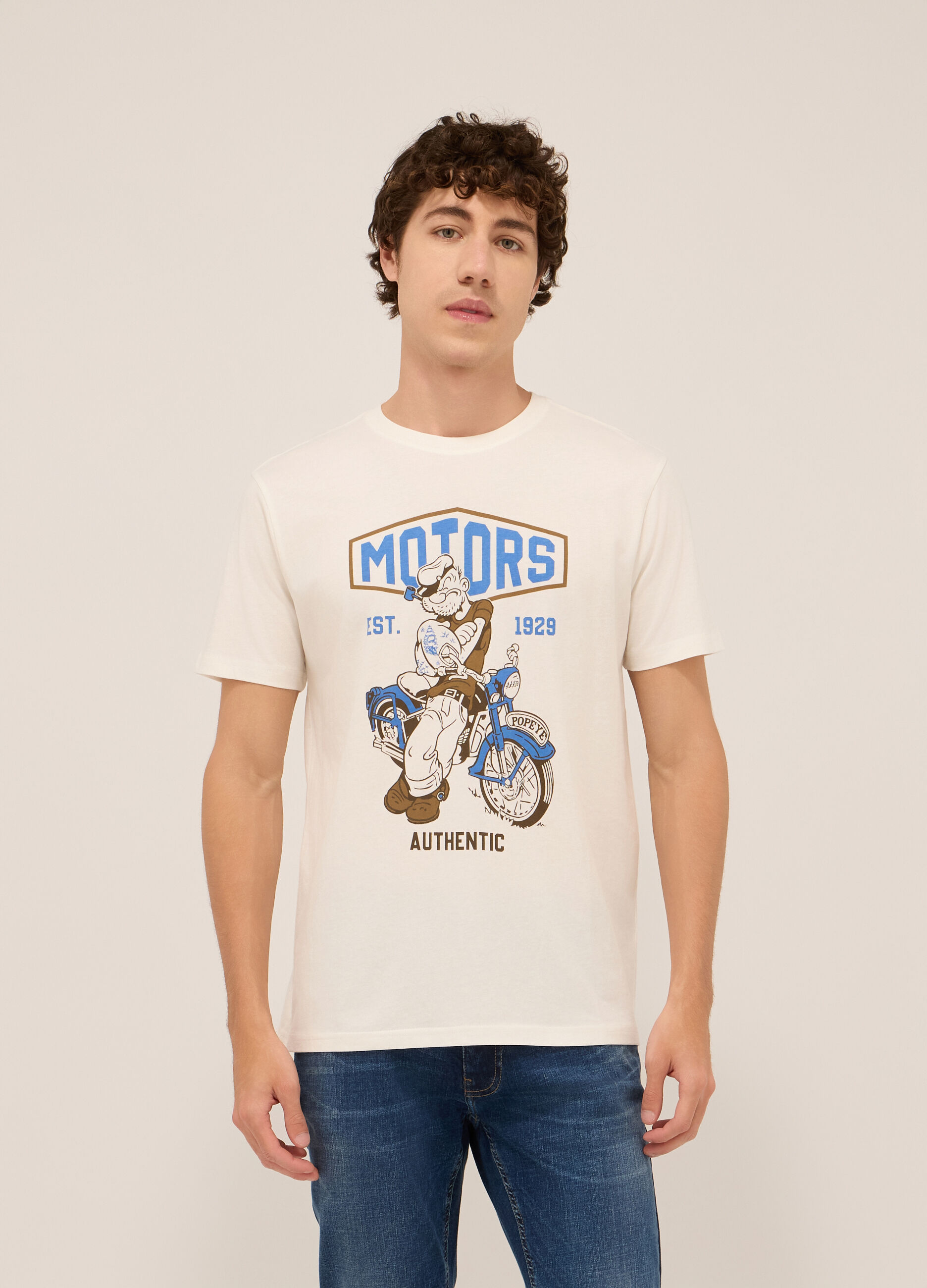 T-shirt in jersey di cotone con stampa uomo_0