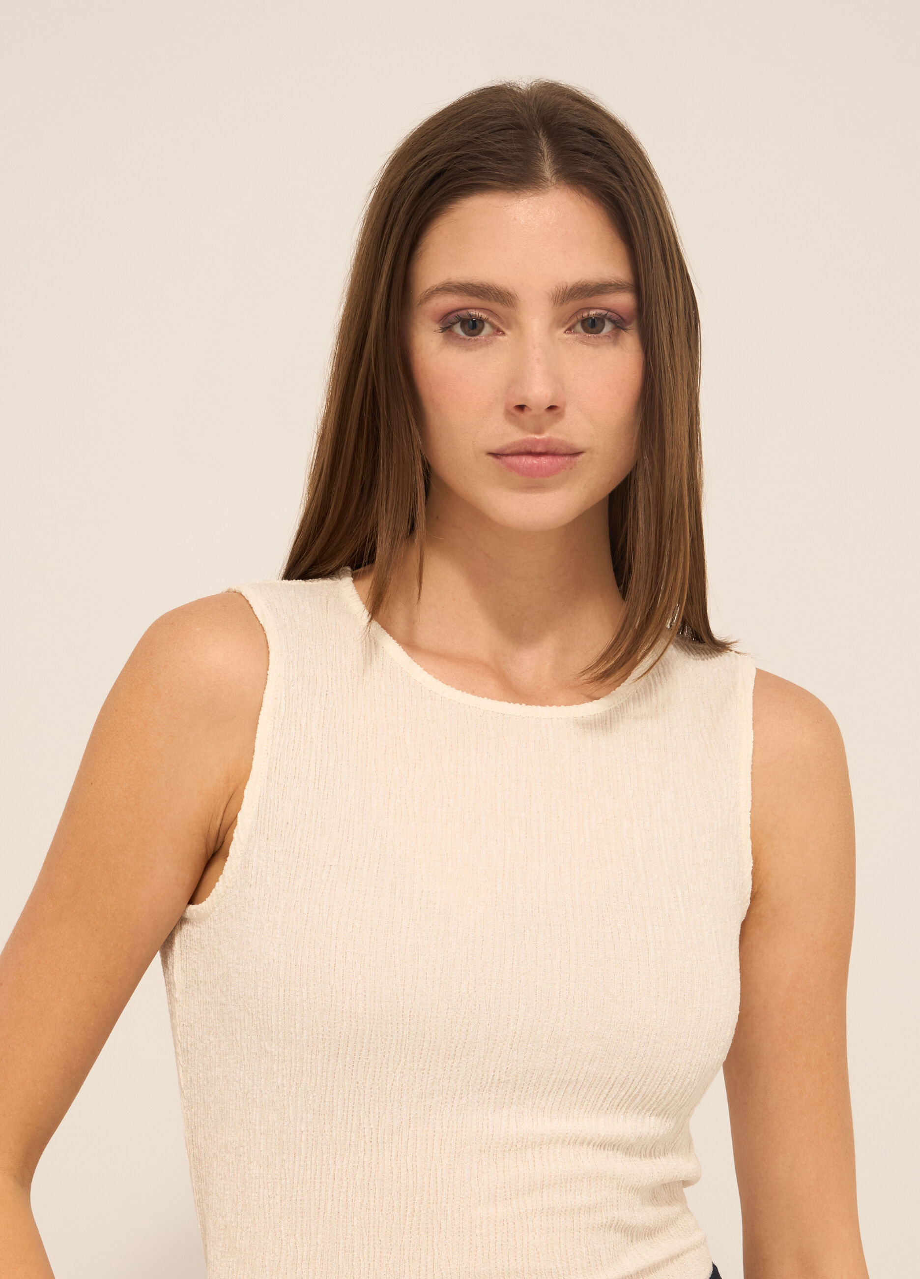 Canotta misto viscosa crinkle donna_2