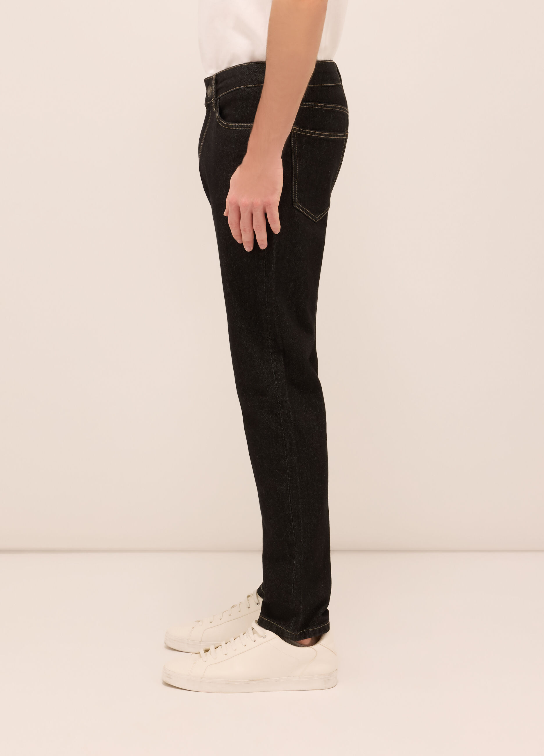 Jeans 5 tasche slim fit in denim di cotone uomo_2