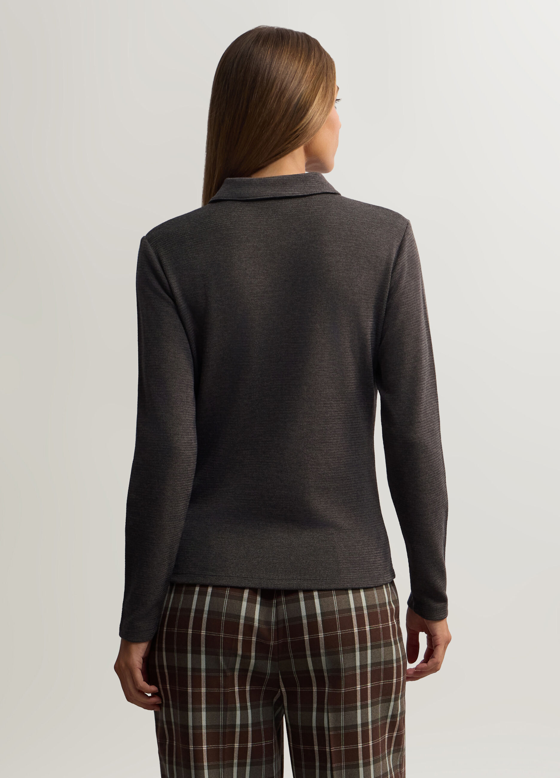 Polo jacquard in costina stretch donna_1