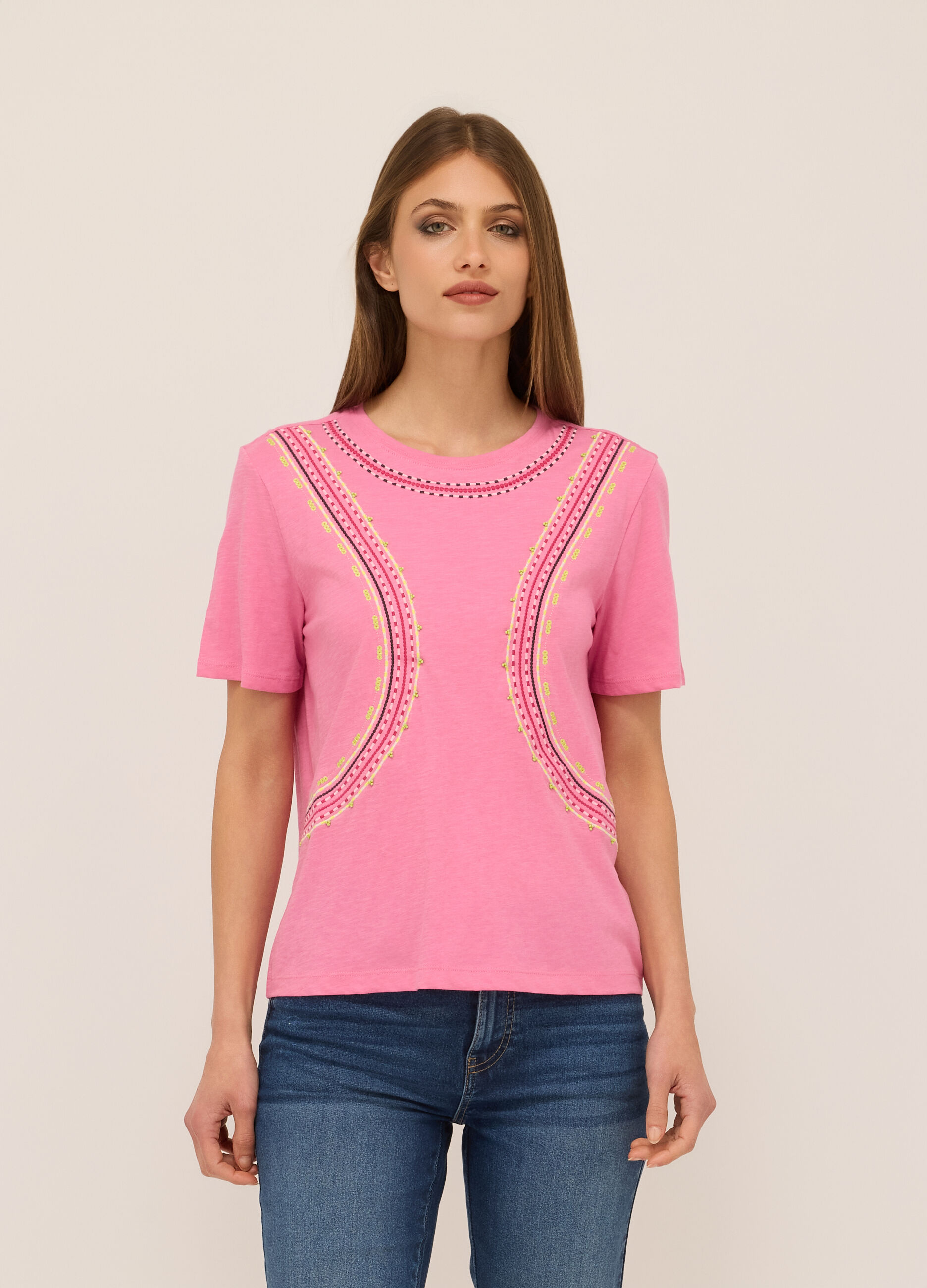 T-shirt in jersey di puro cotone donna_0