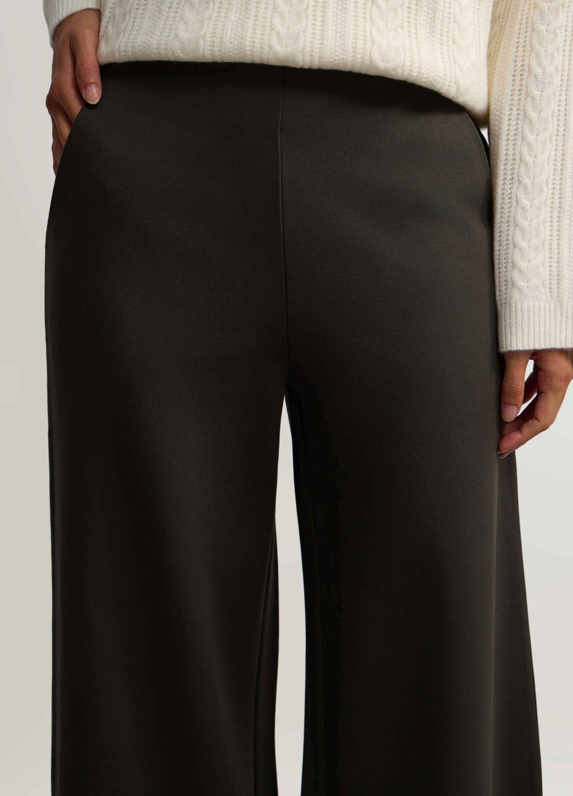 Pantaloni Wide Leg in Punto Milano stretch donna_3