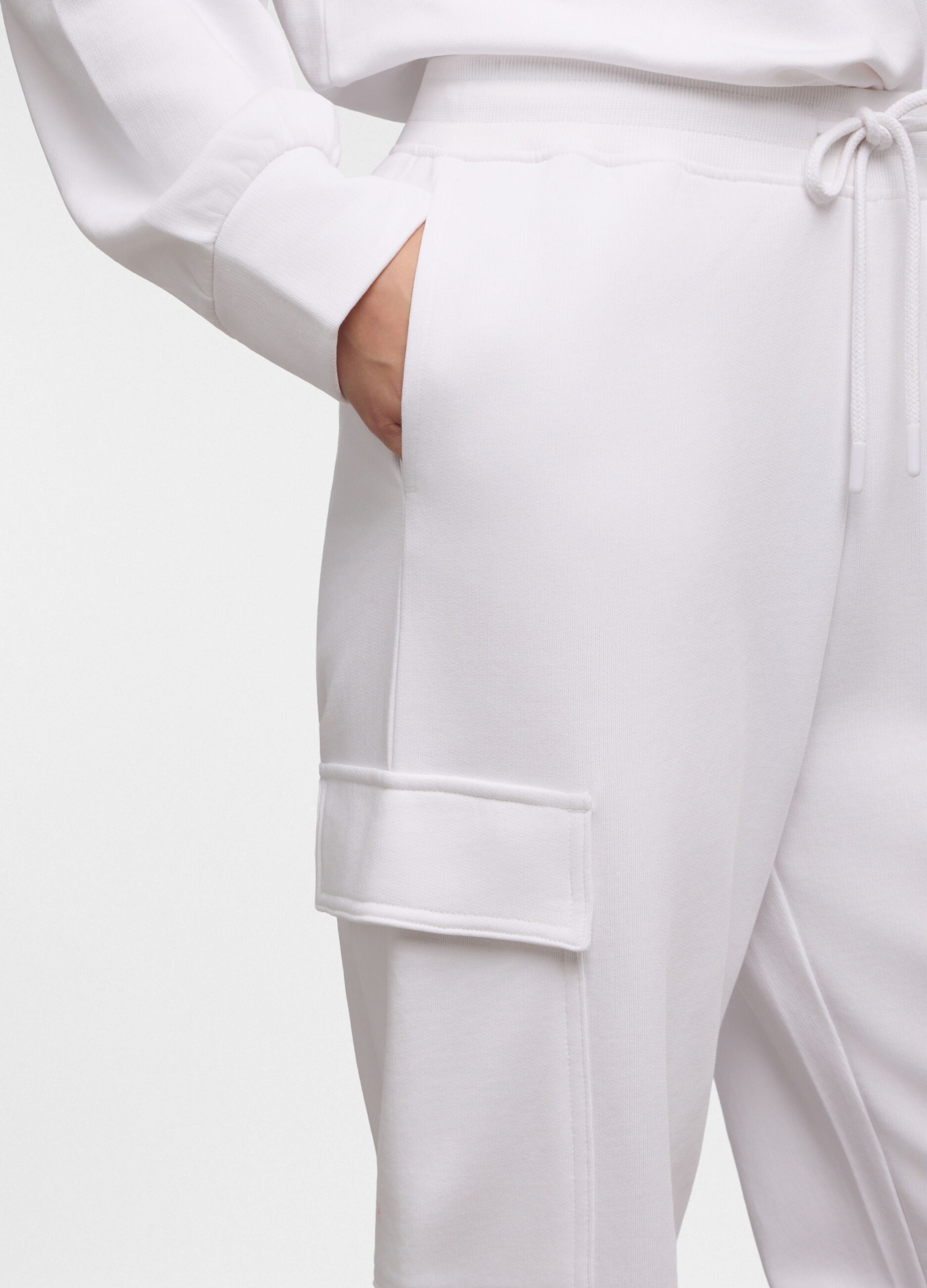 Jogger cargo regular fit in french terry di puro cotone donna_2