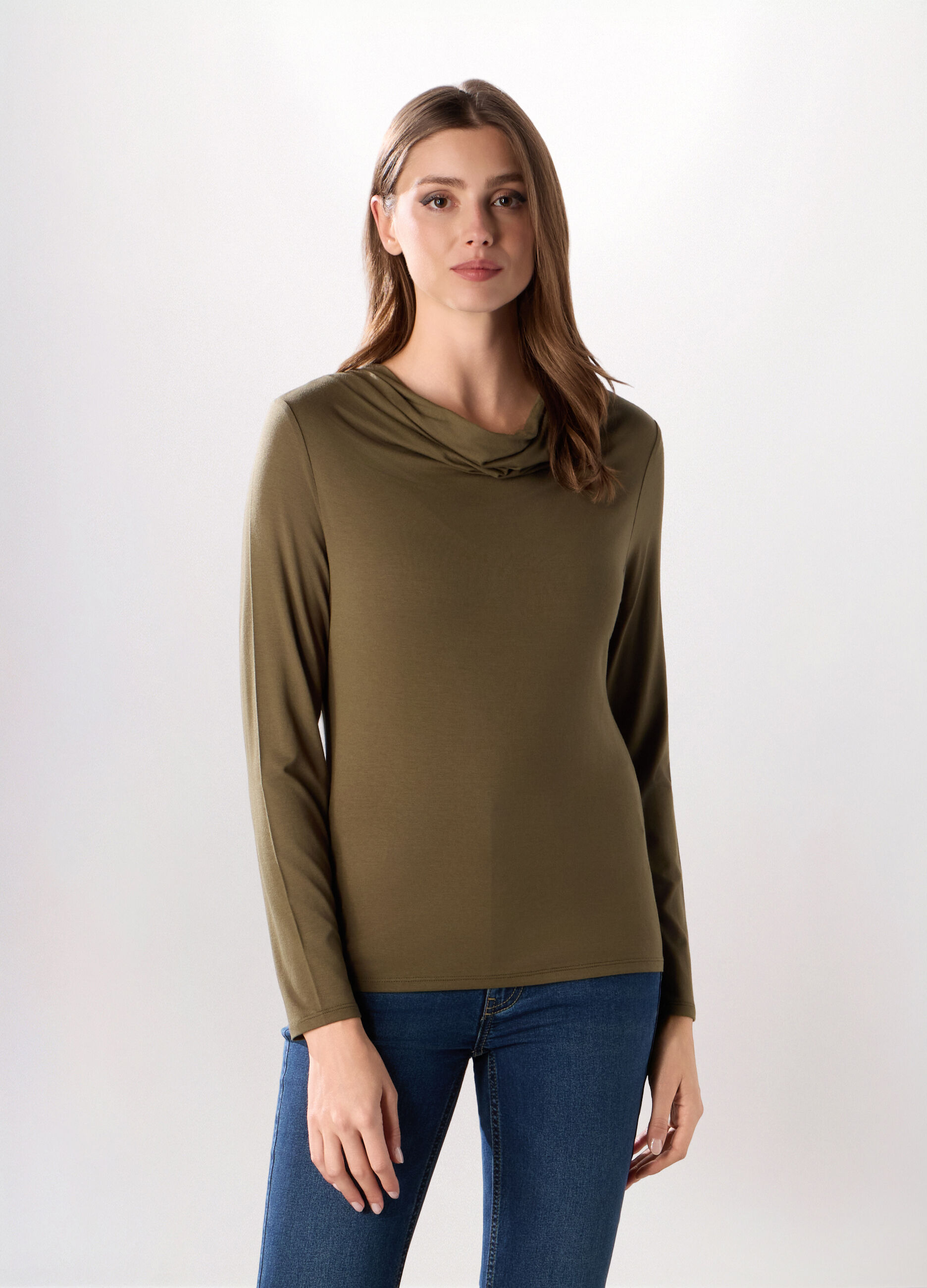 T-shirt in jersey di viscosa stretch donna _0