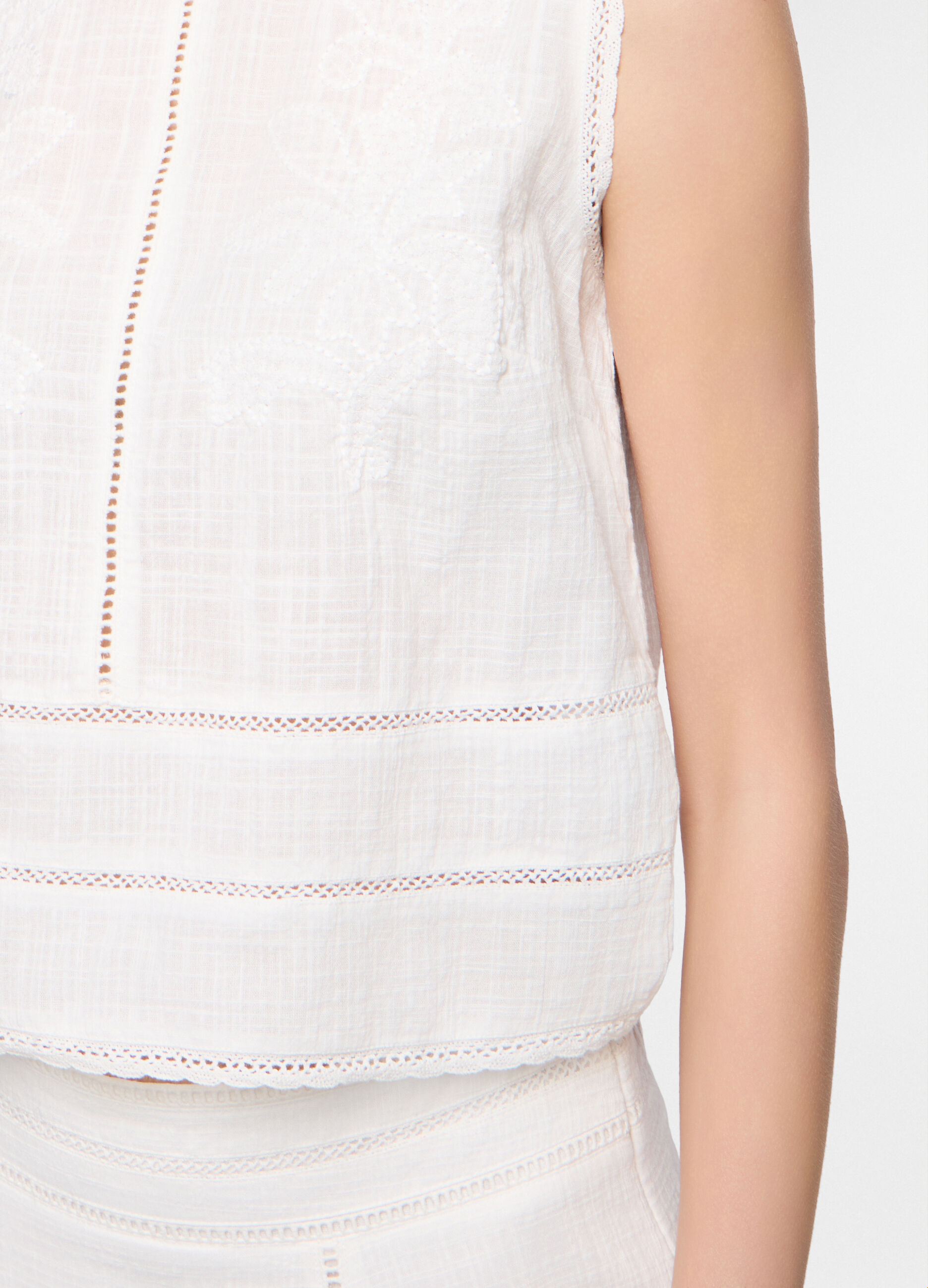 Blusa smanicata in puro cotone donna_2
