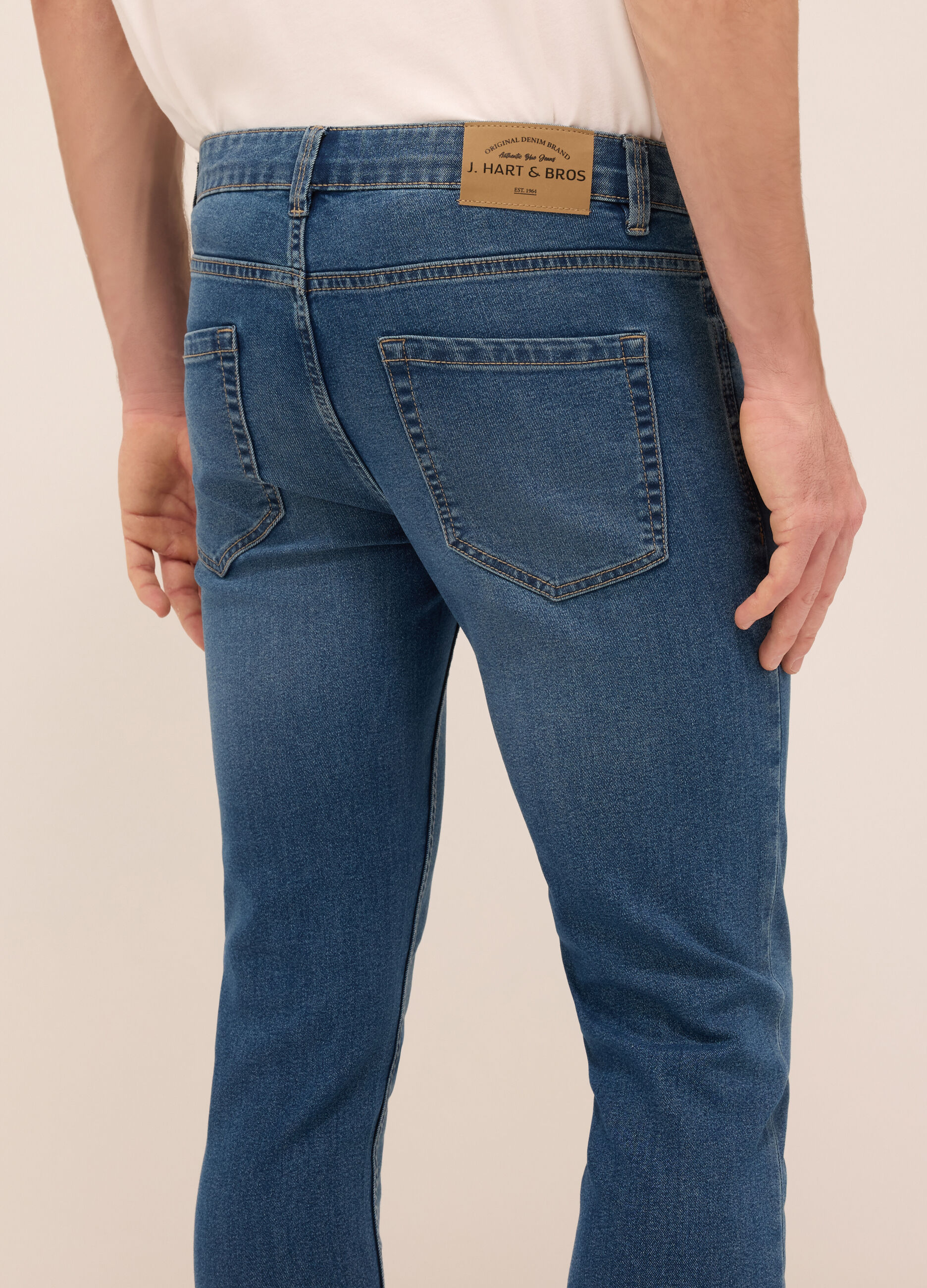 Jeans 5 tasche skinny in denim di cotone stretch uomo_3