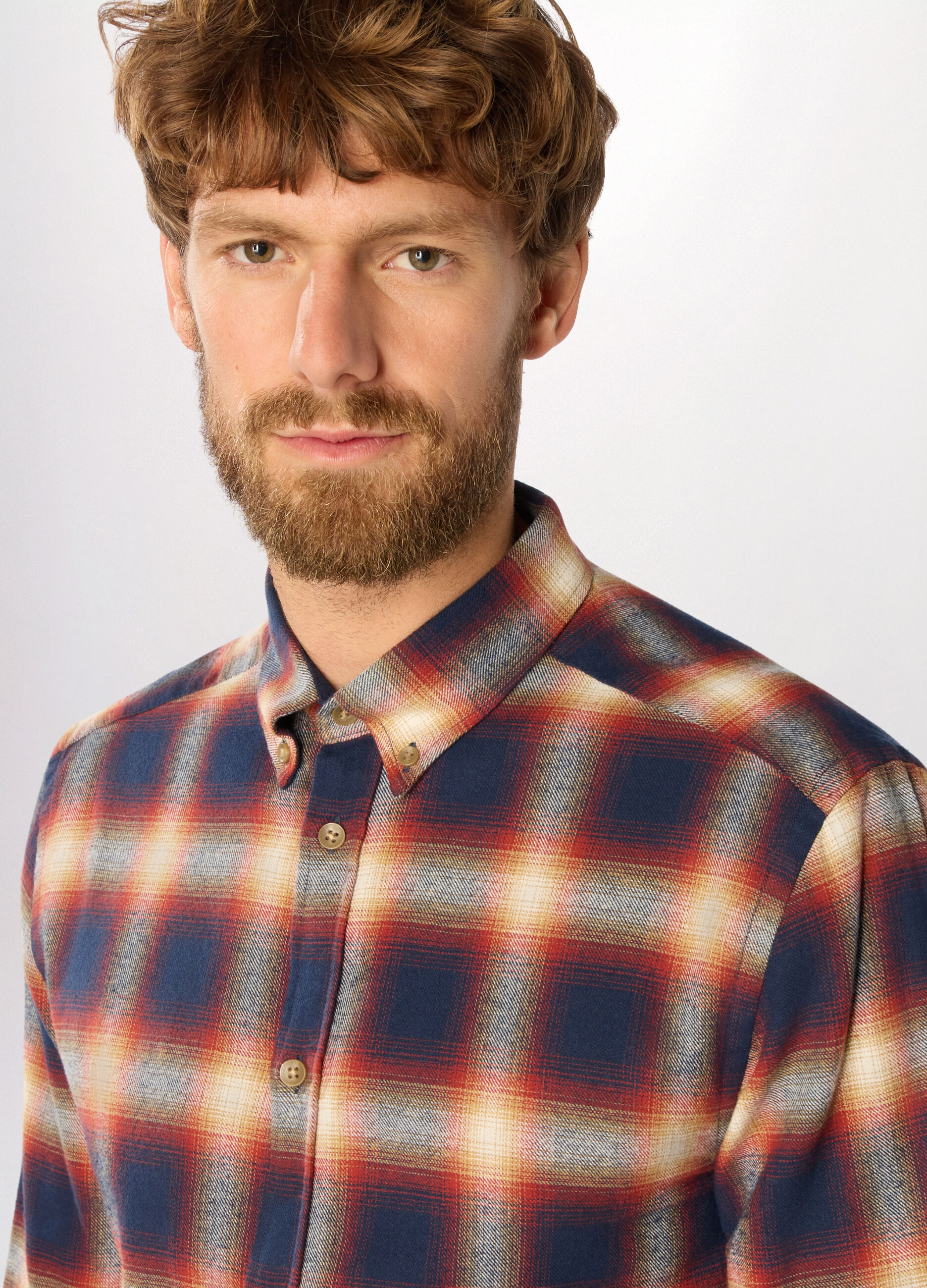 Camicia slim fit in flanella di cotone uomo_2