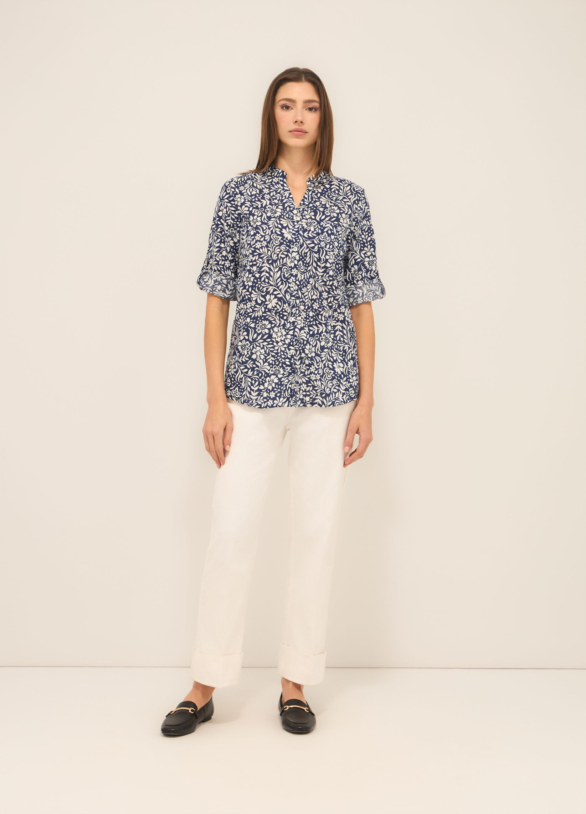 Pantaloni in denim di misto cotone donna_0