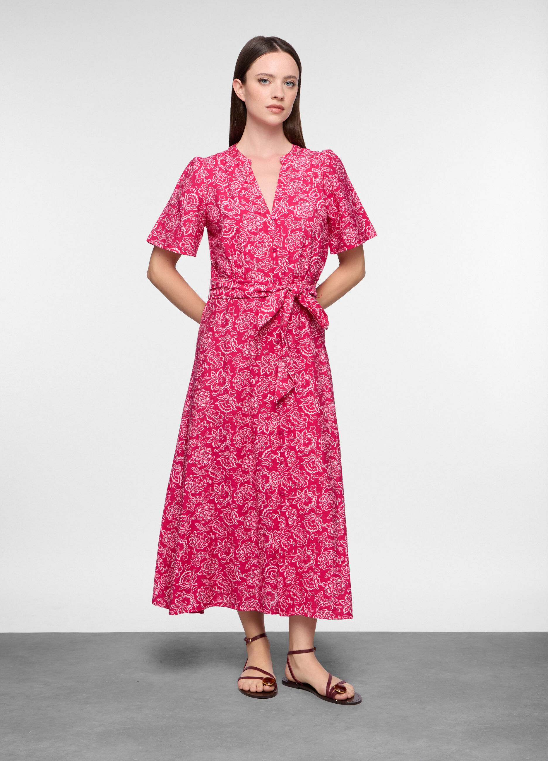Abito lungo Fitted misto viscosa donna_0