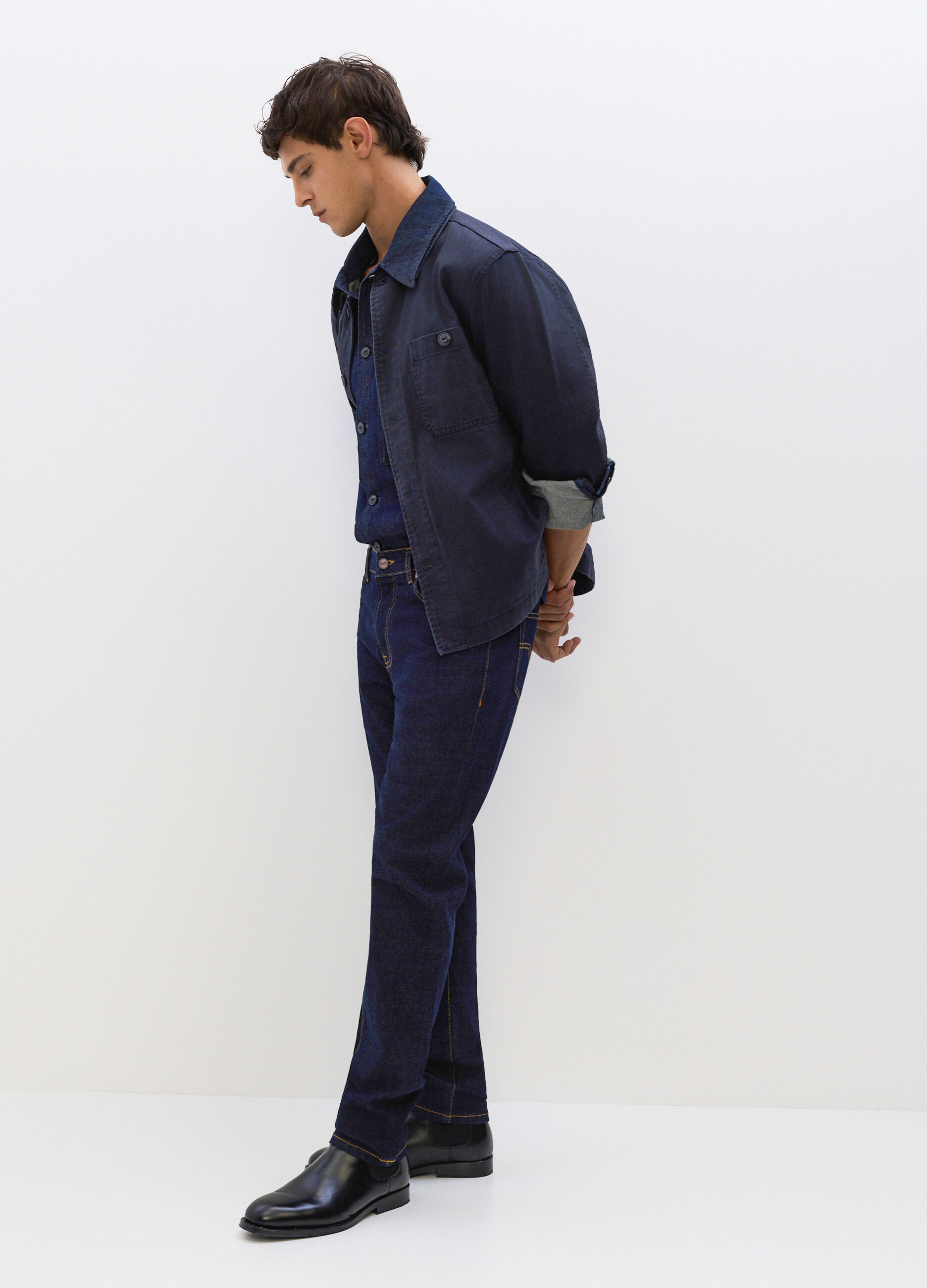 Jeans slim fit in denim lavato uomo_0