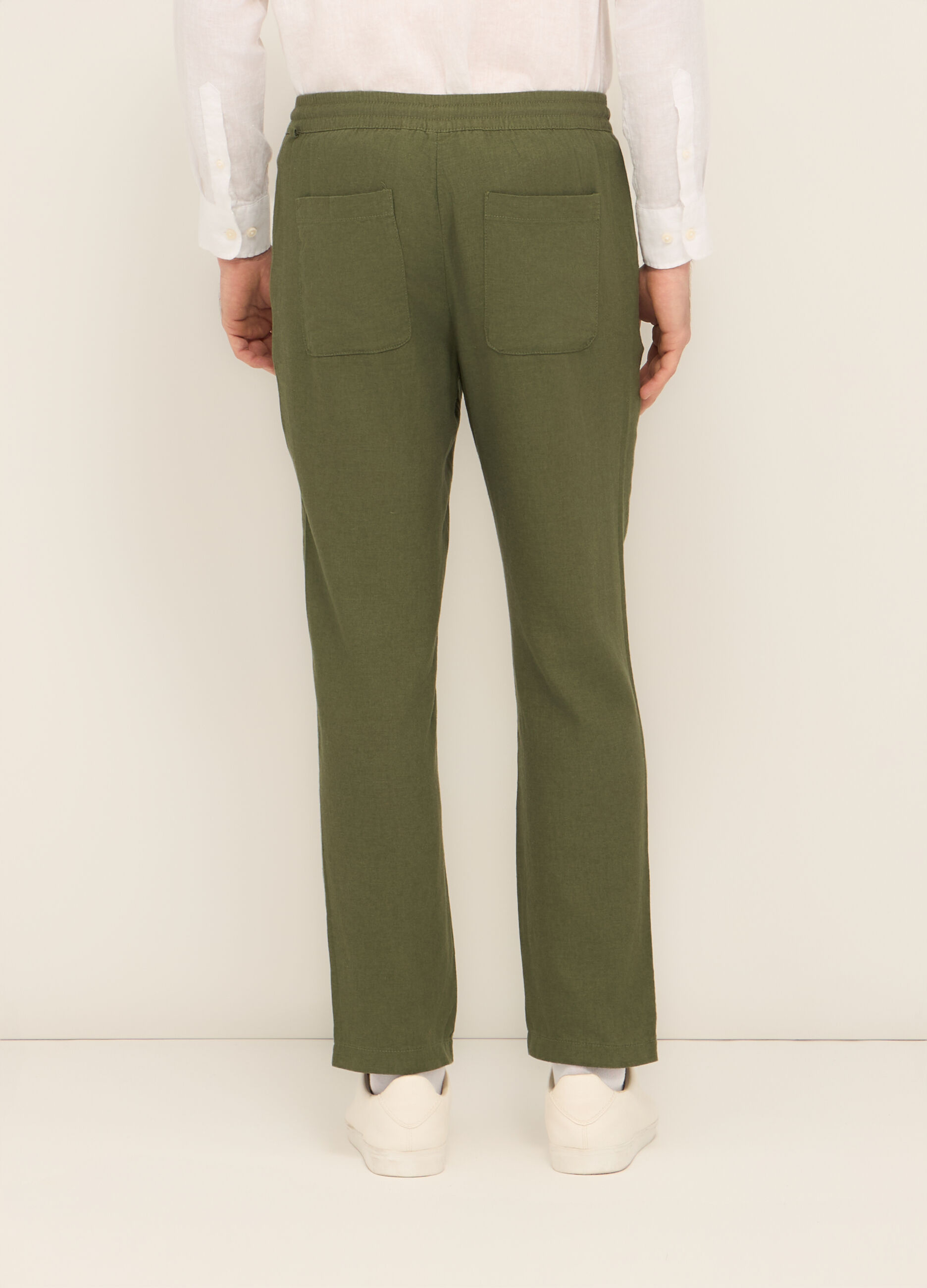 Pantaloni chino in misto lino uomo_1