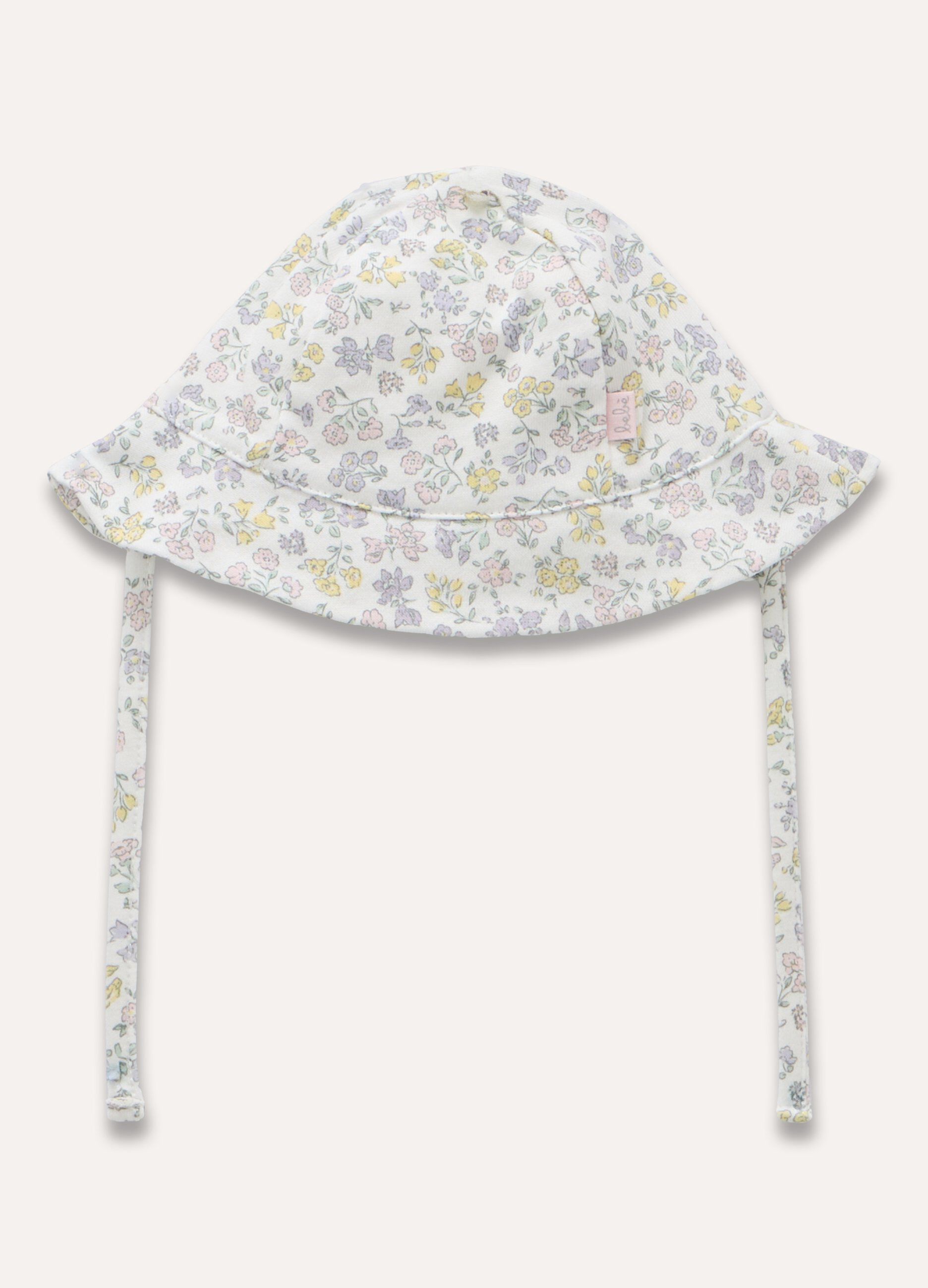 Cappello con laccetti in puro cotone neonata_0