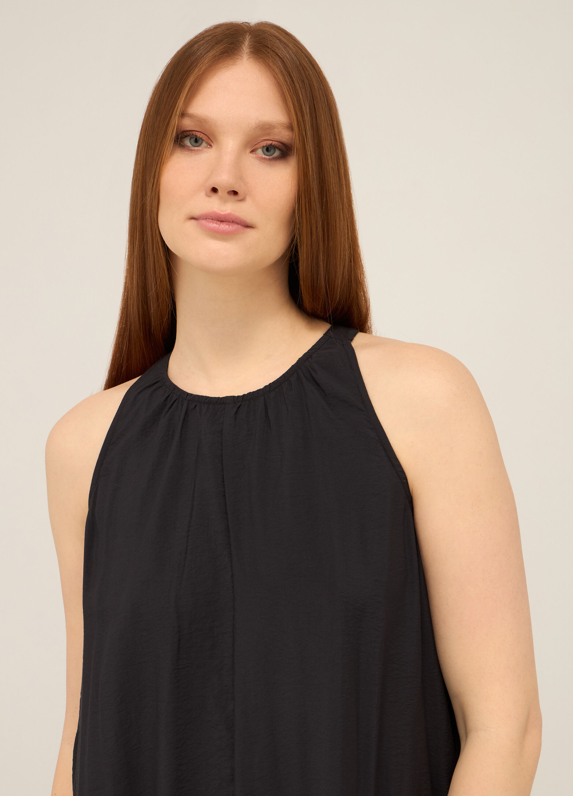 Vestito lungo smanicato in puro cotone donna_2