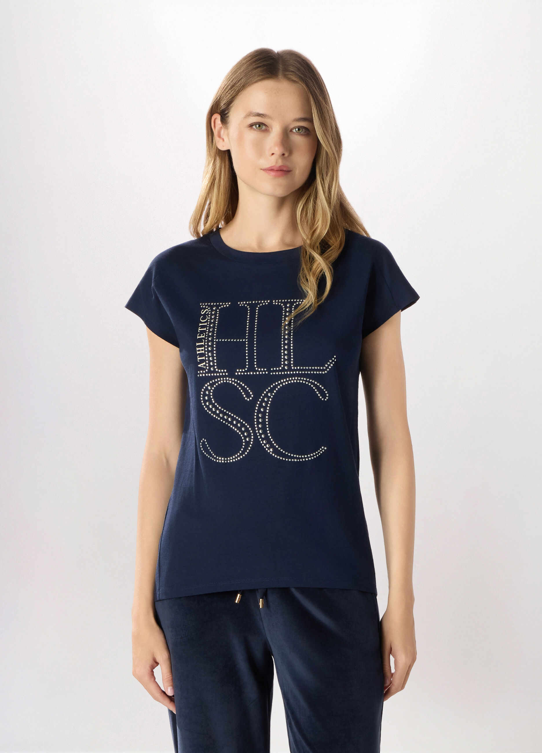 T-shirt in jersey di cotone stretch donna_0