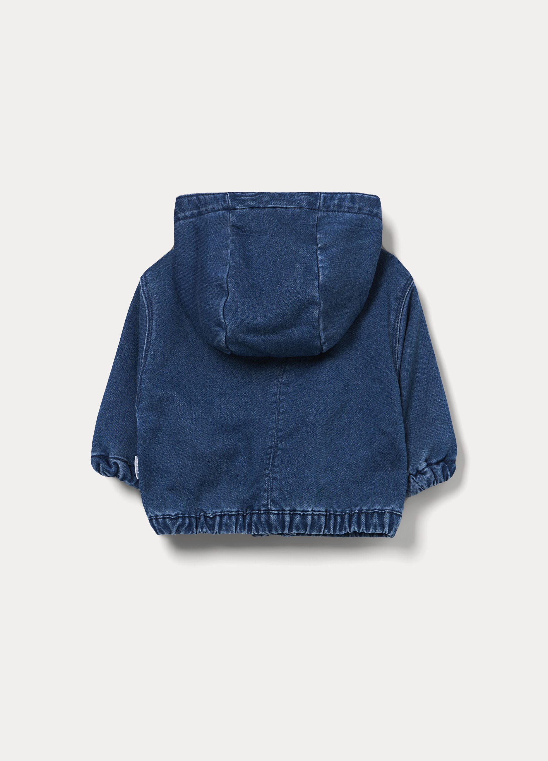 Giacca in french terry denim con cappuccio neonato_1