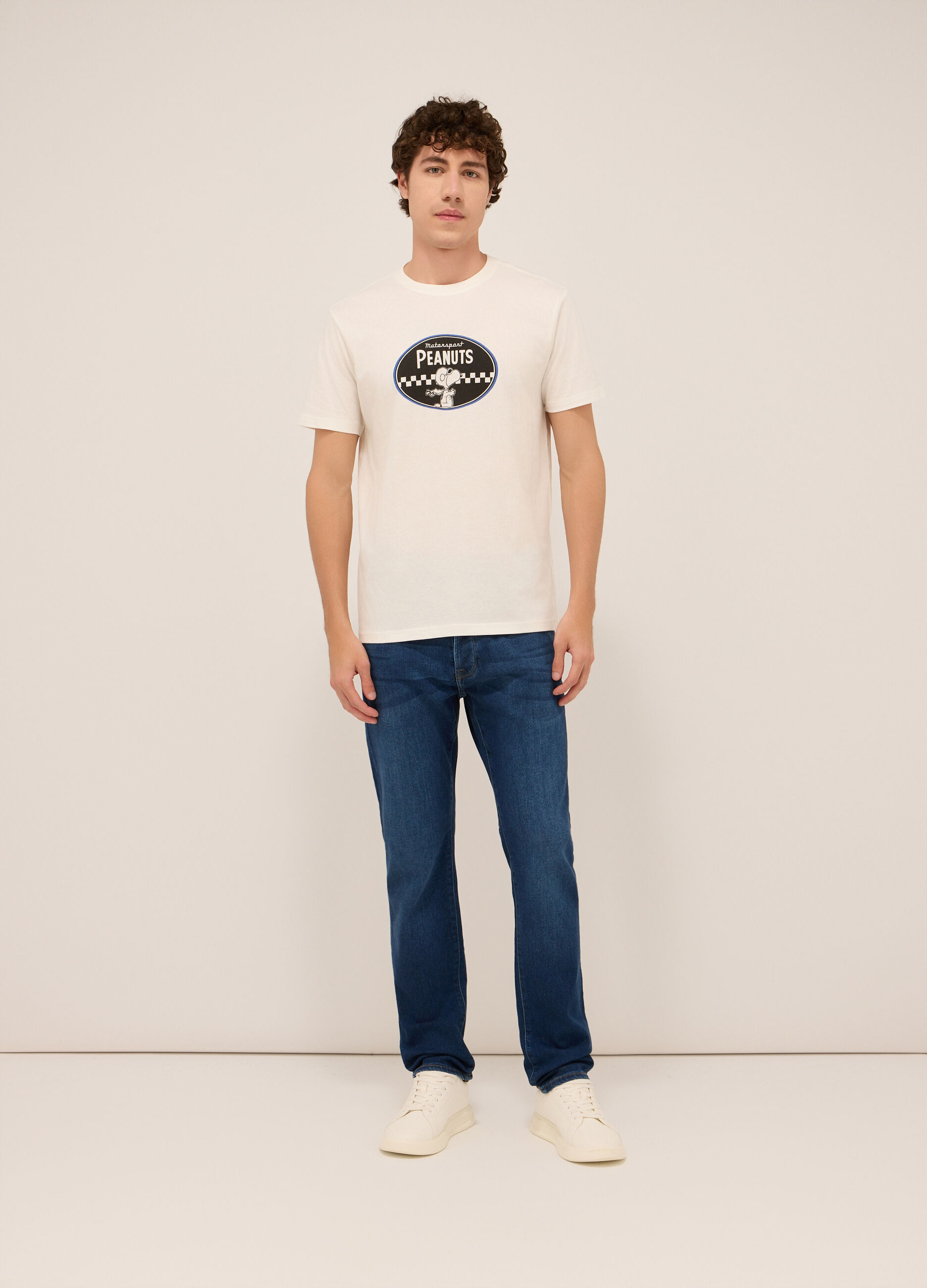 Jeans 5 tasche in demin di cotone stretch uomo_0