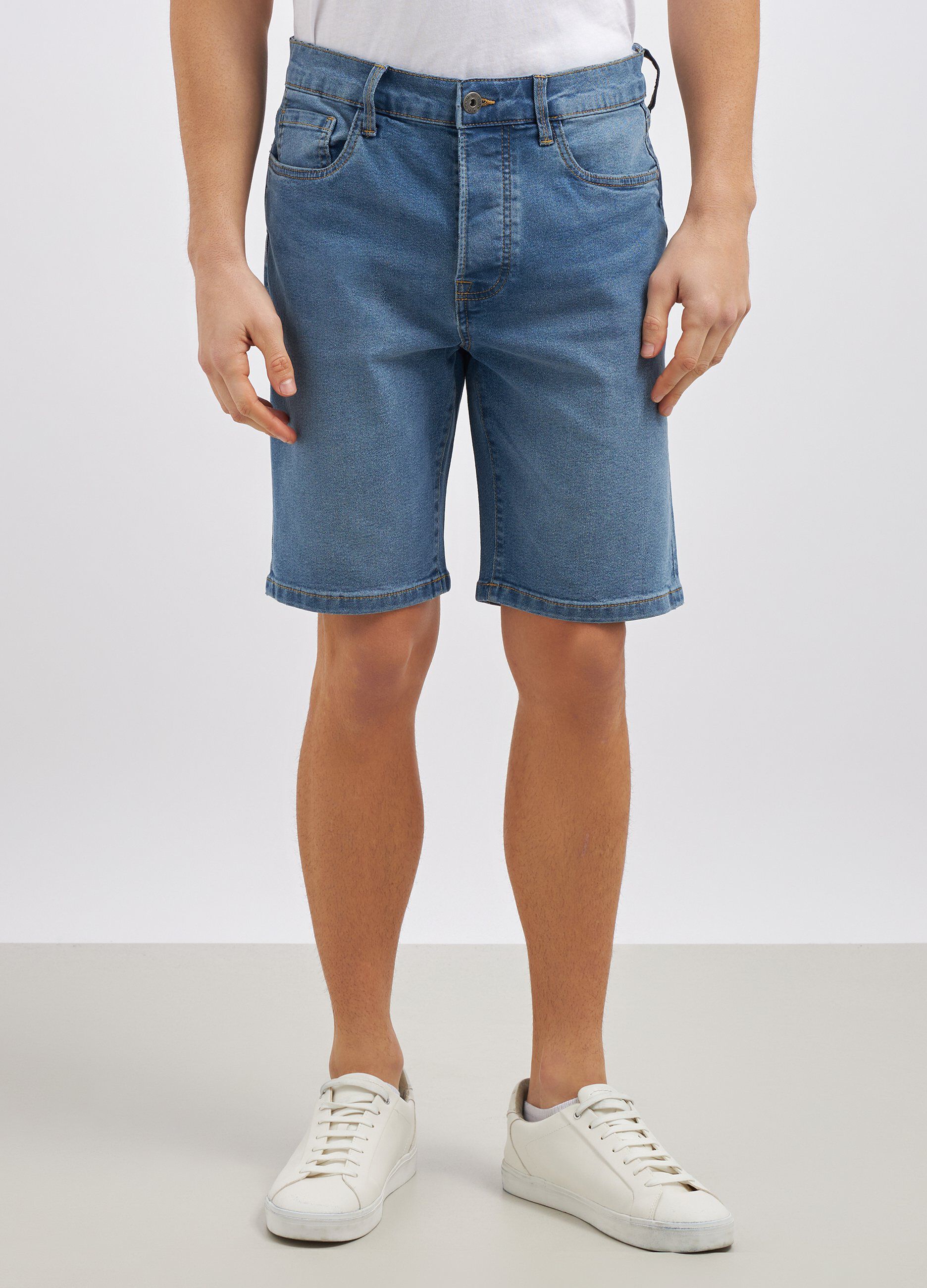 Shorts in denim di misto cotone uomo_1