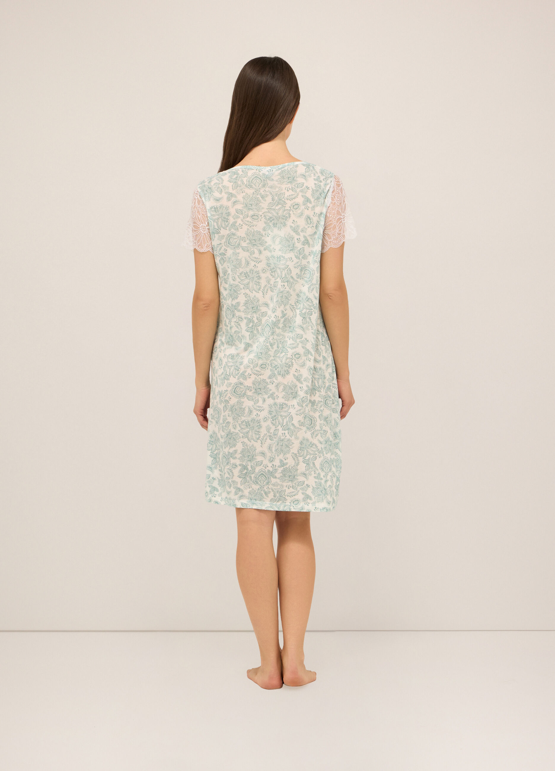 Camicia da notte in pura viscosa con pizzo donna_1